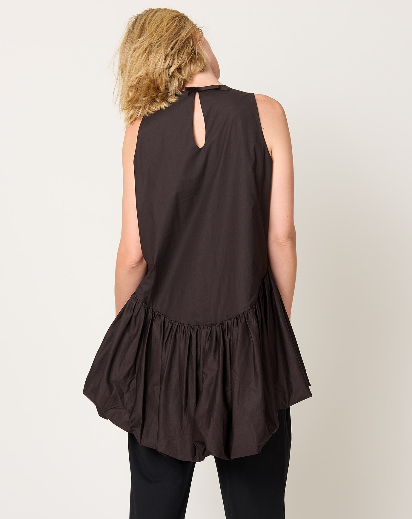 Cordera Balloon Mini Dress in Brown