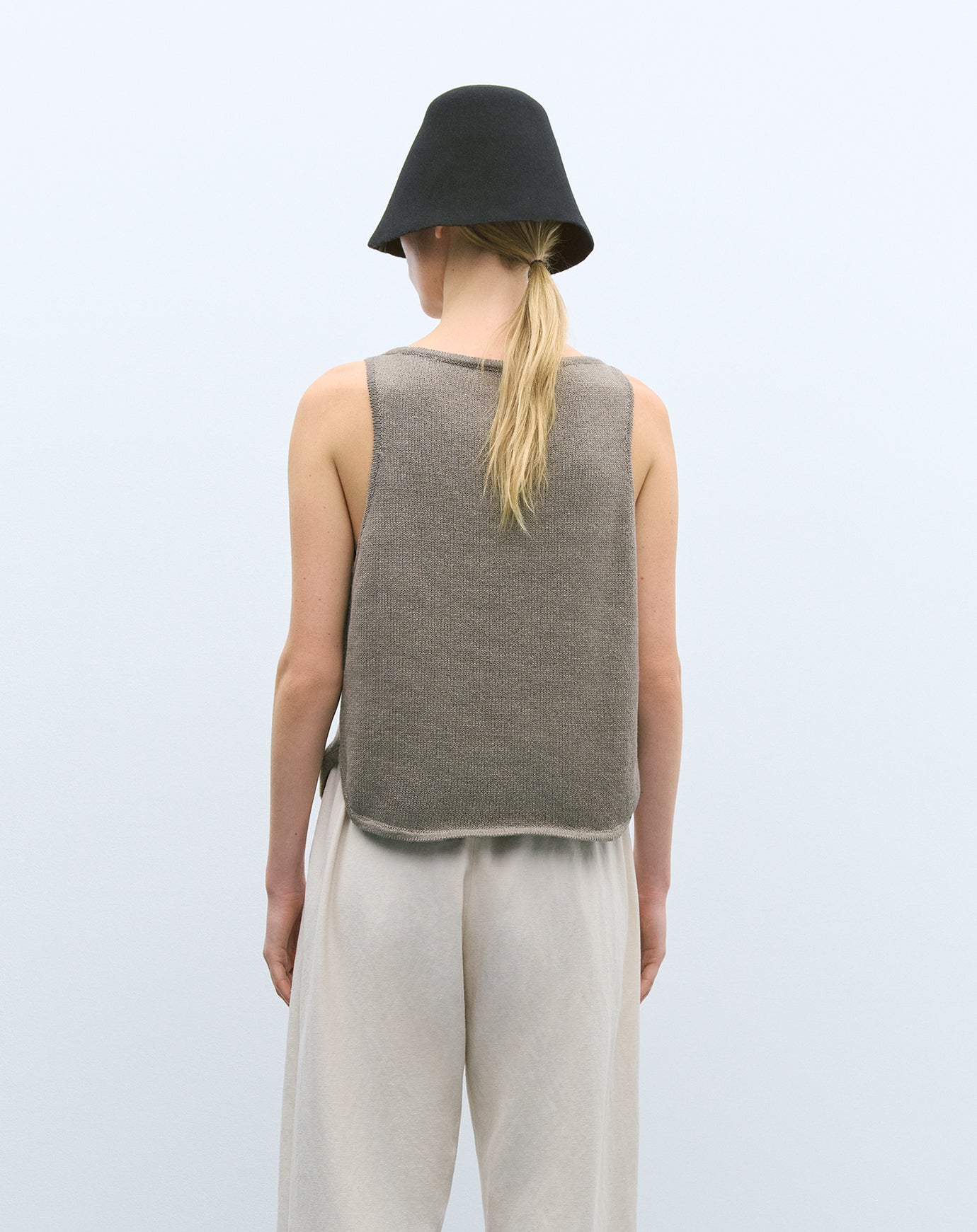Cordera Boat Neck Waistcoat in Taupe