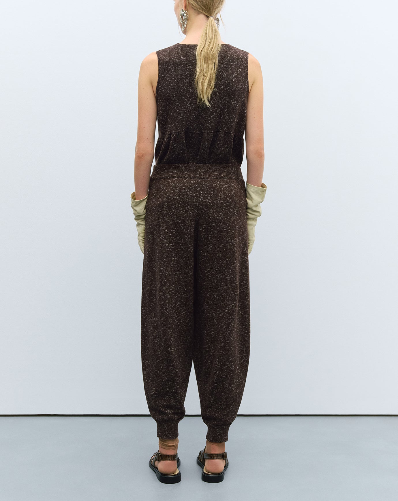 Cordera Flecked Cotton Pants in Brown