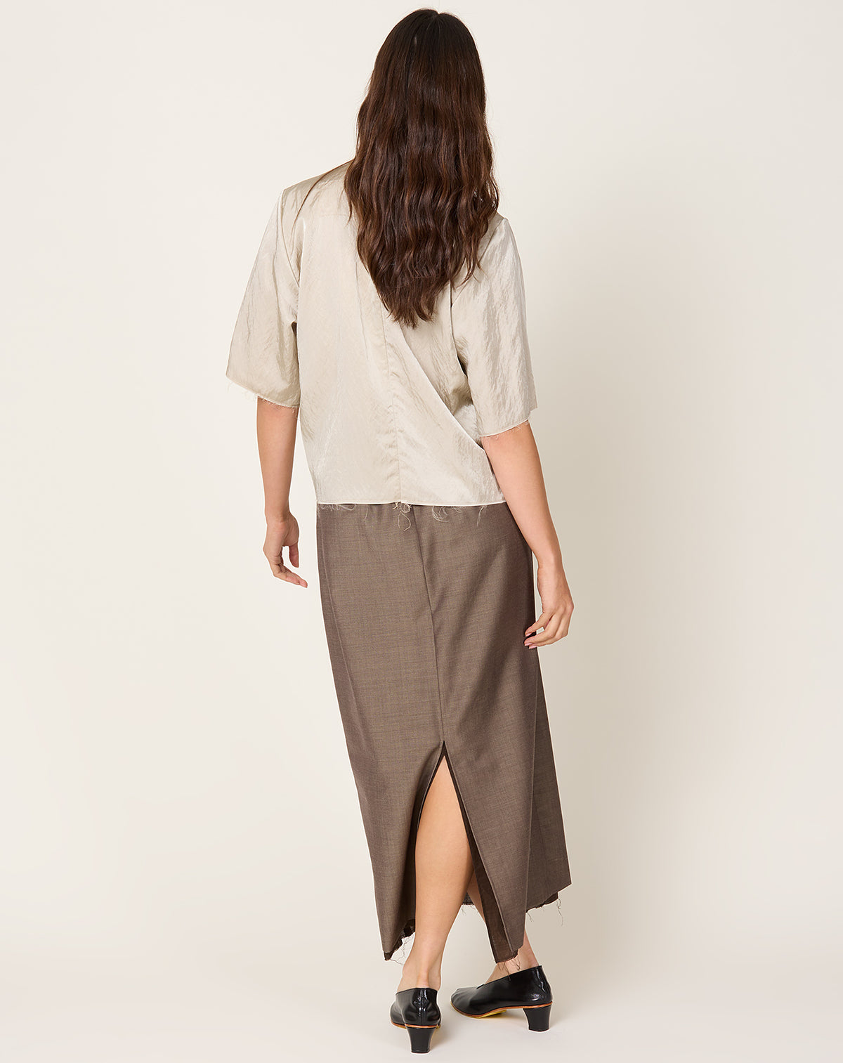 cordera brown dress Tailoring Mohair Long Skirt in Smoke | | Covet + Lou Ladies dresses