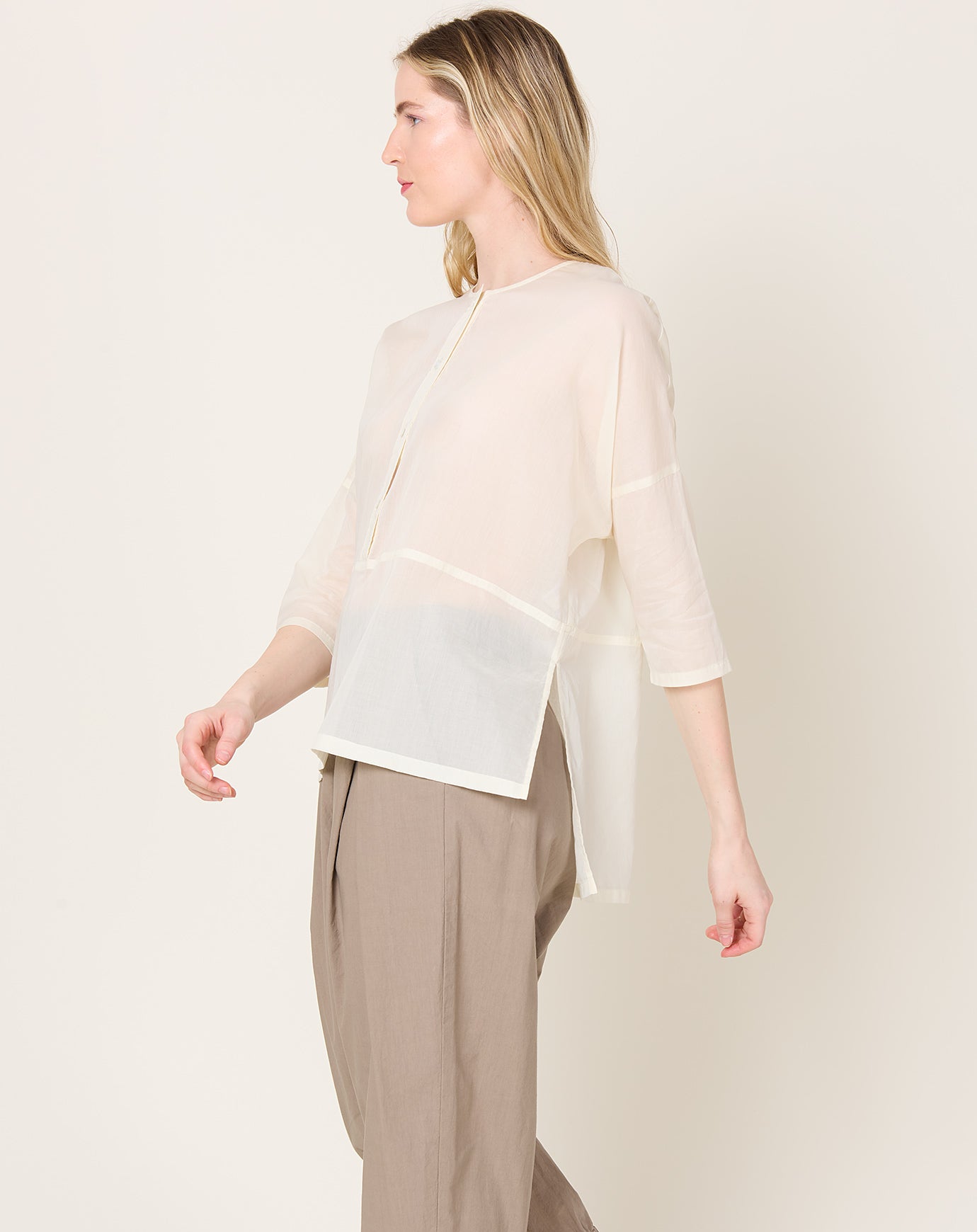 evam eva Cotton Voil Pullover in Antique White