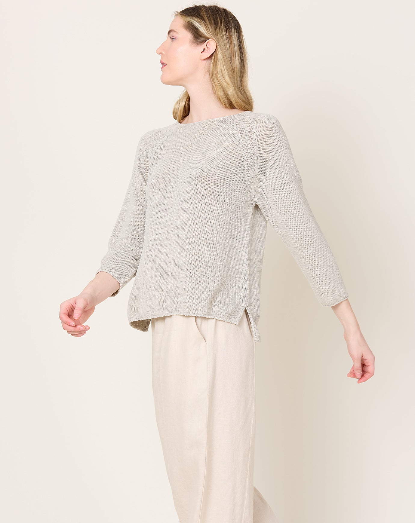 evam eva Dry Silk Raglan Pullover in Ocher