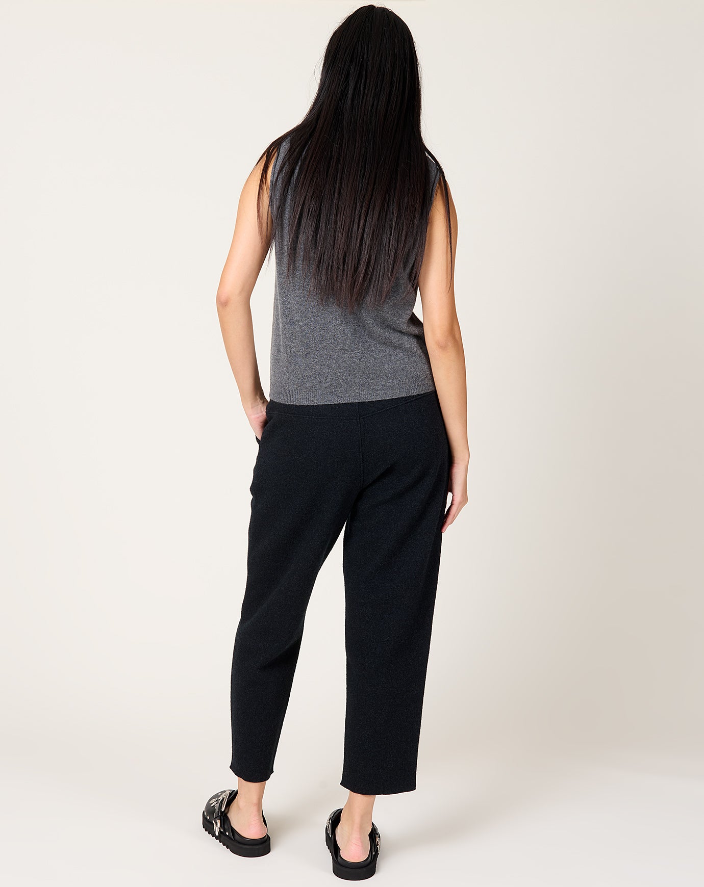 evam eva Press Wool Pants in Charcoal