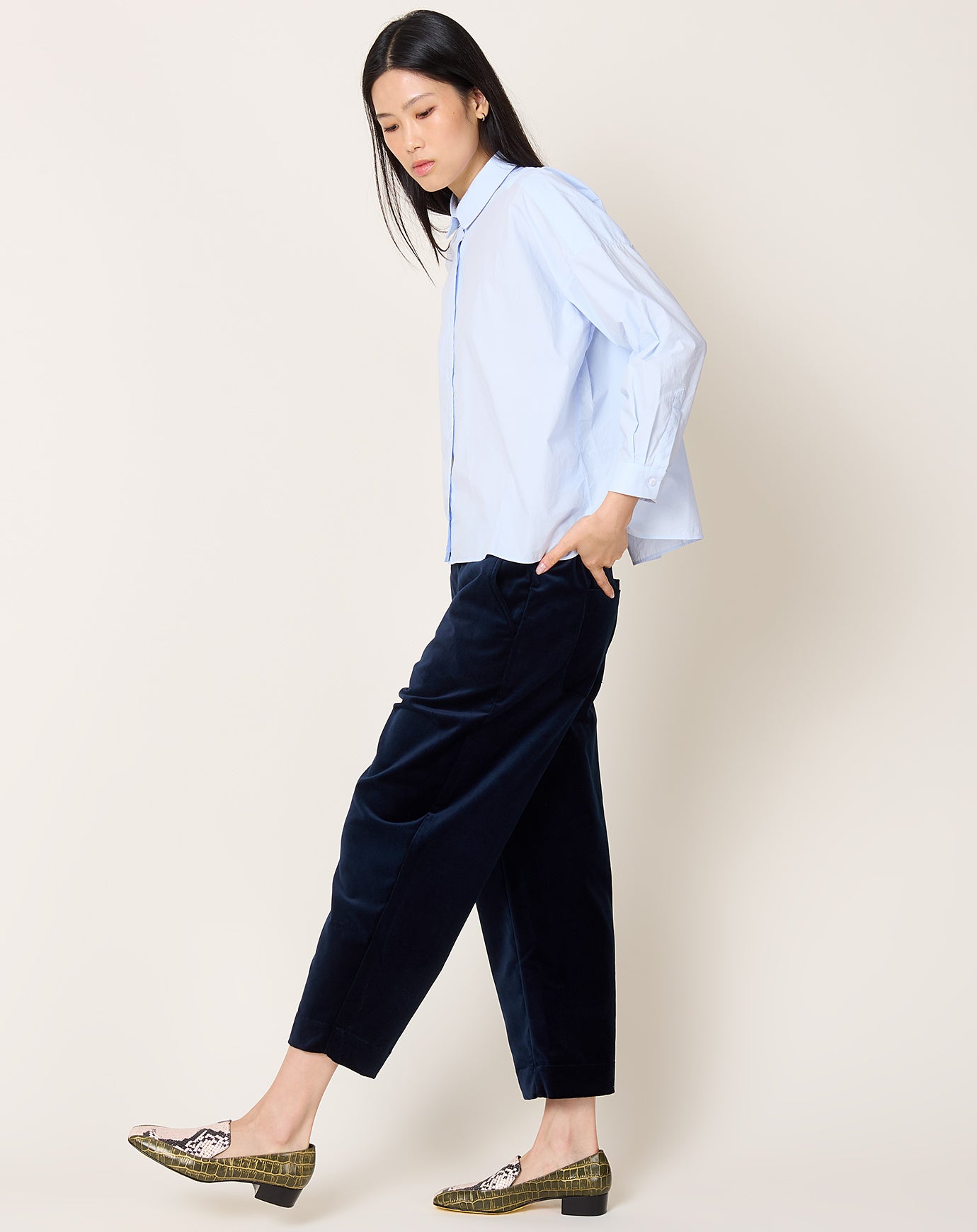 Fabiana Pigna Velvet Torme Pant in Ciel de Nuit