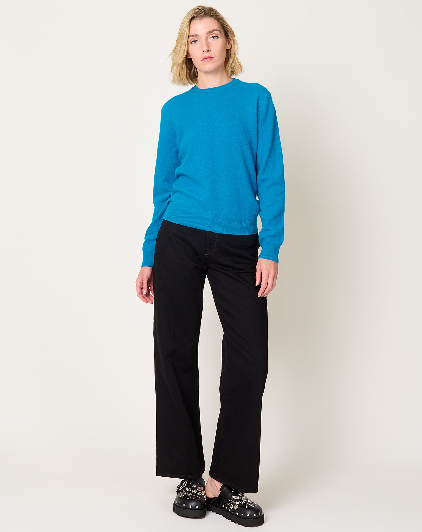 Frenckenberger Mini R Neck Sweater in Electric Blue