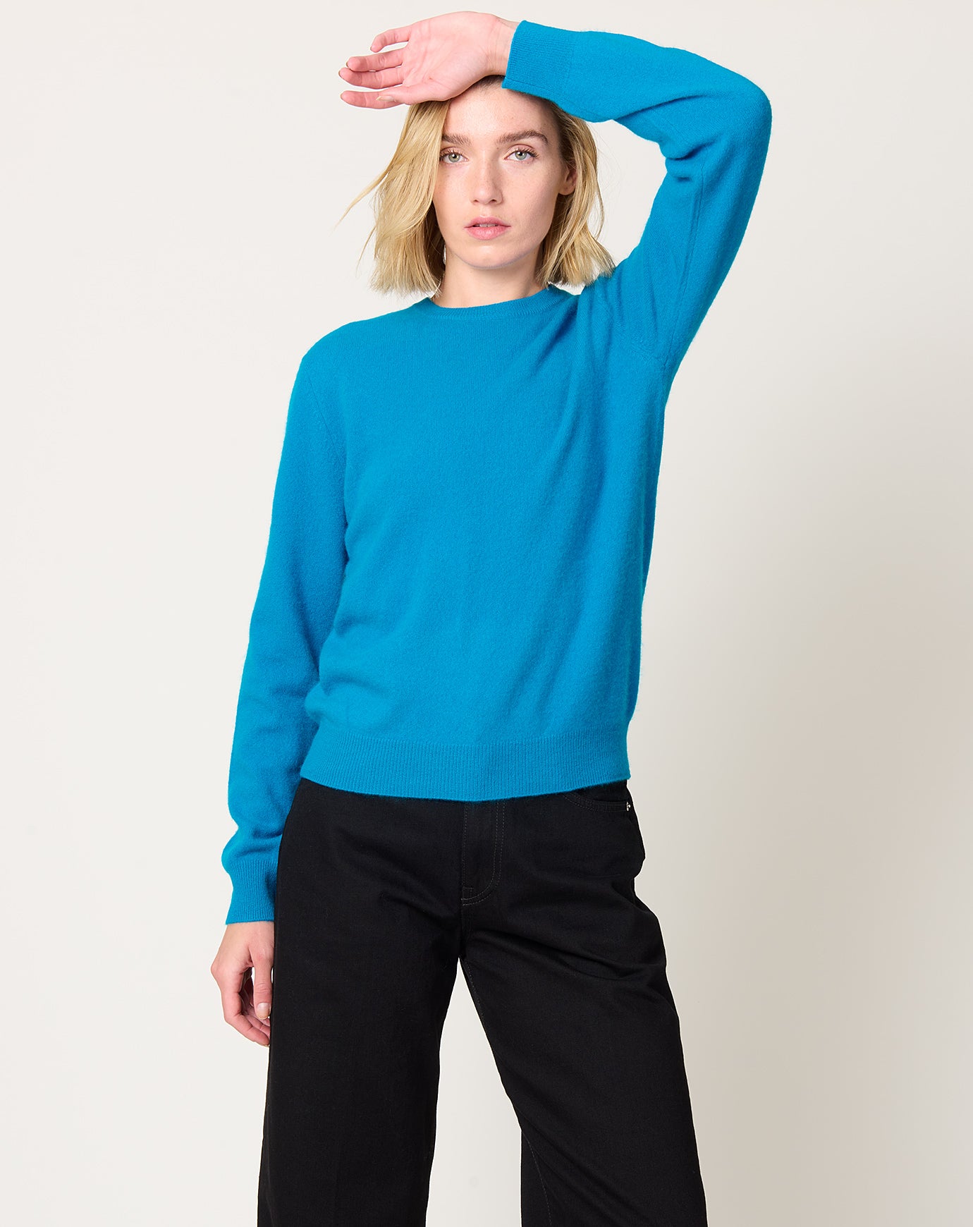 Frenckenberger Mini R Neck Sweater in Electric Blue