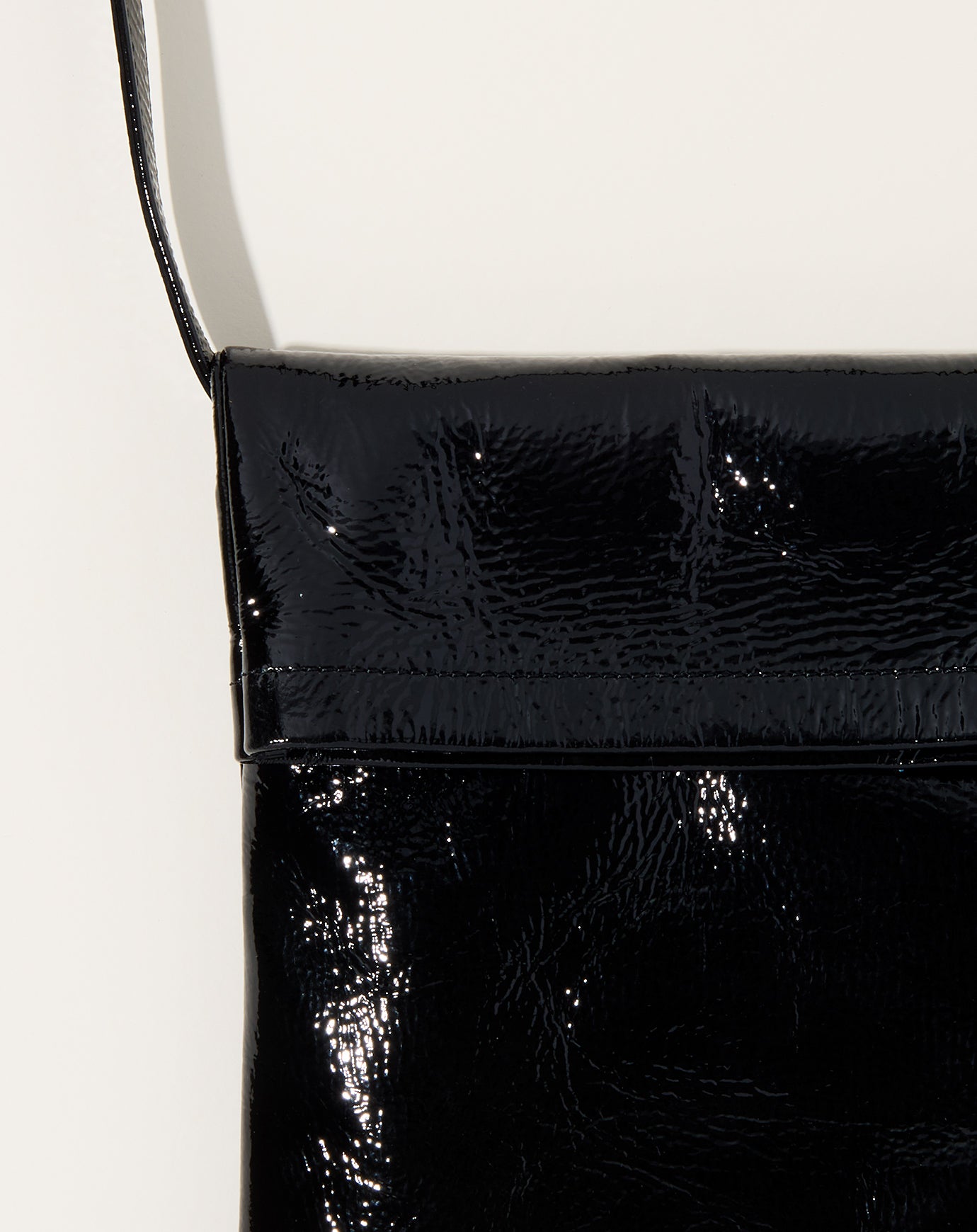 Hender Scheme Patent Horse Flap Shoulder Bag in Black