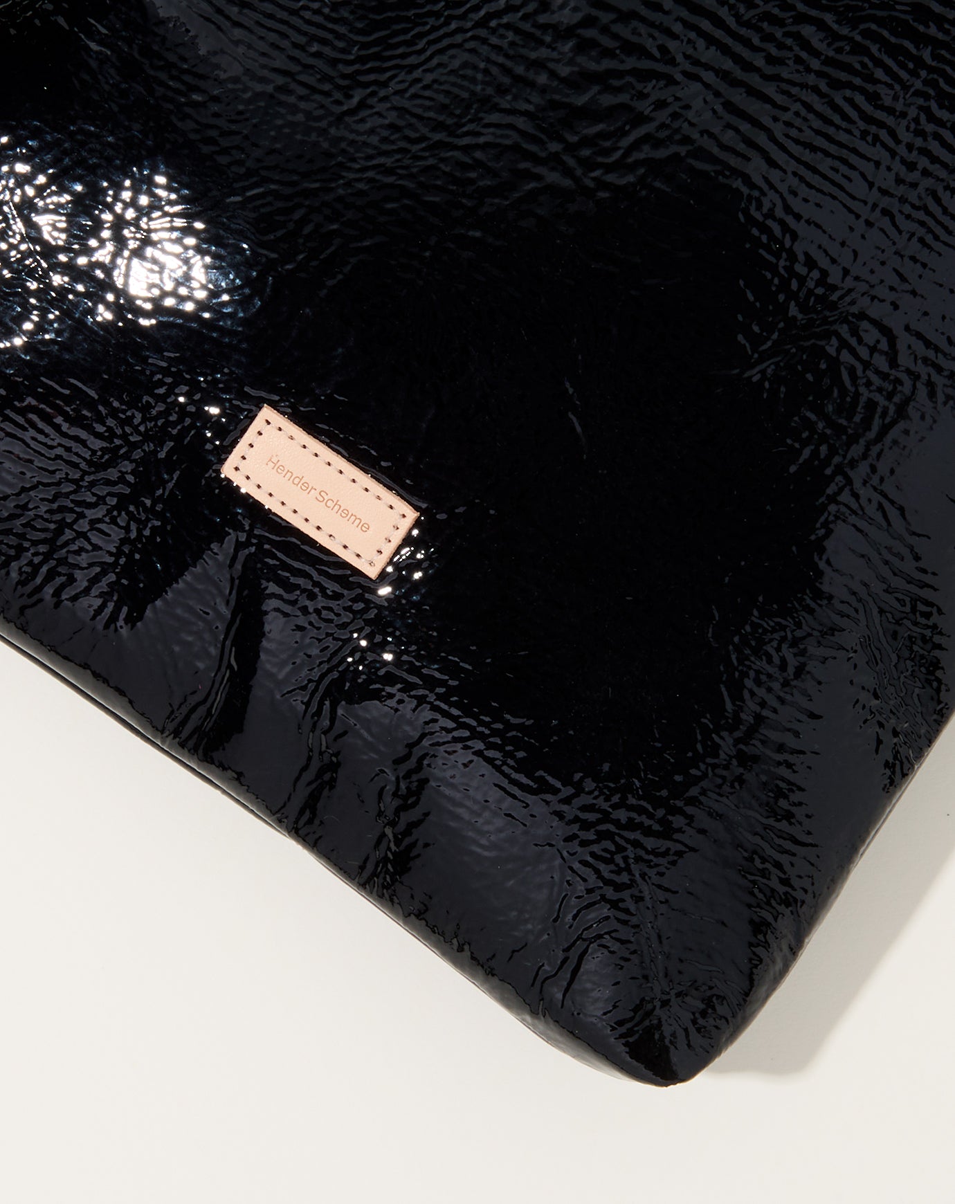 Hender Scheme Patent Horse Flap Shoulder Bag in Black