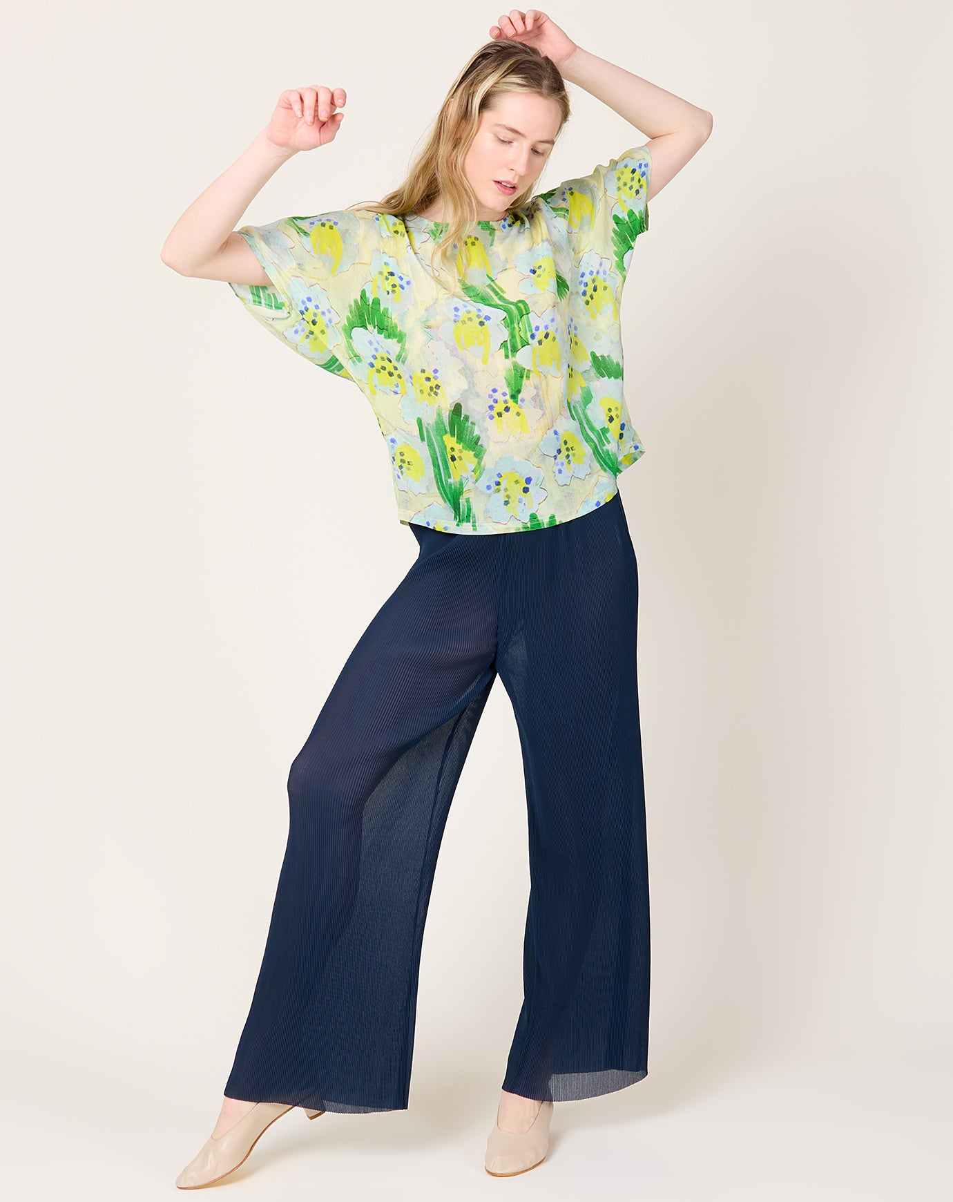 Henrik Vibskov Five Plisse Pants in Dress Blue