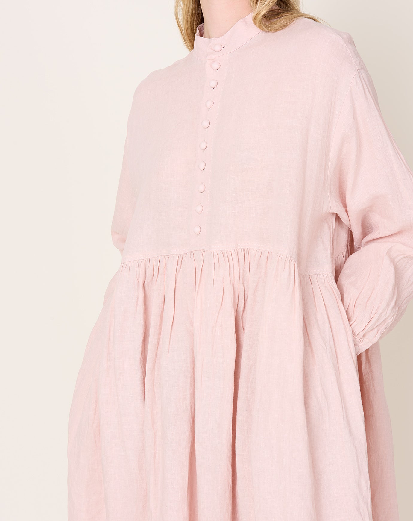 Ichi Antiquités French Linen Dress in Pink