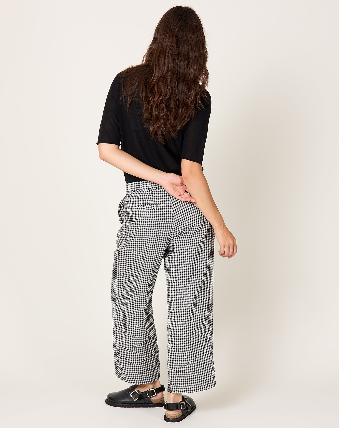 Ichi Antiquités Ginghamcheck Pants in White & Black