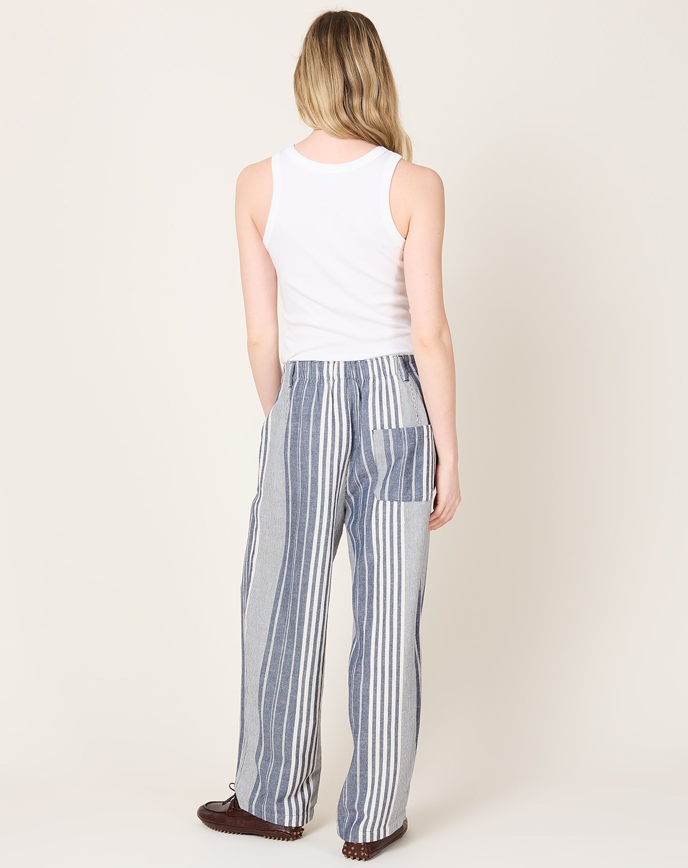 Ichi Antiquités India Random Stripe Pants in Navy