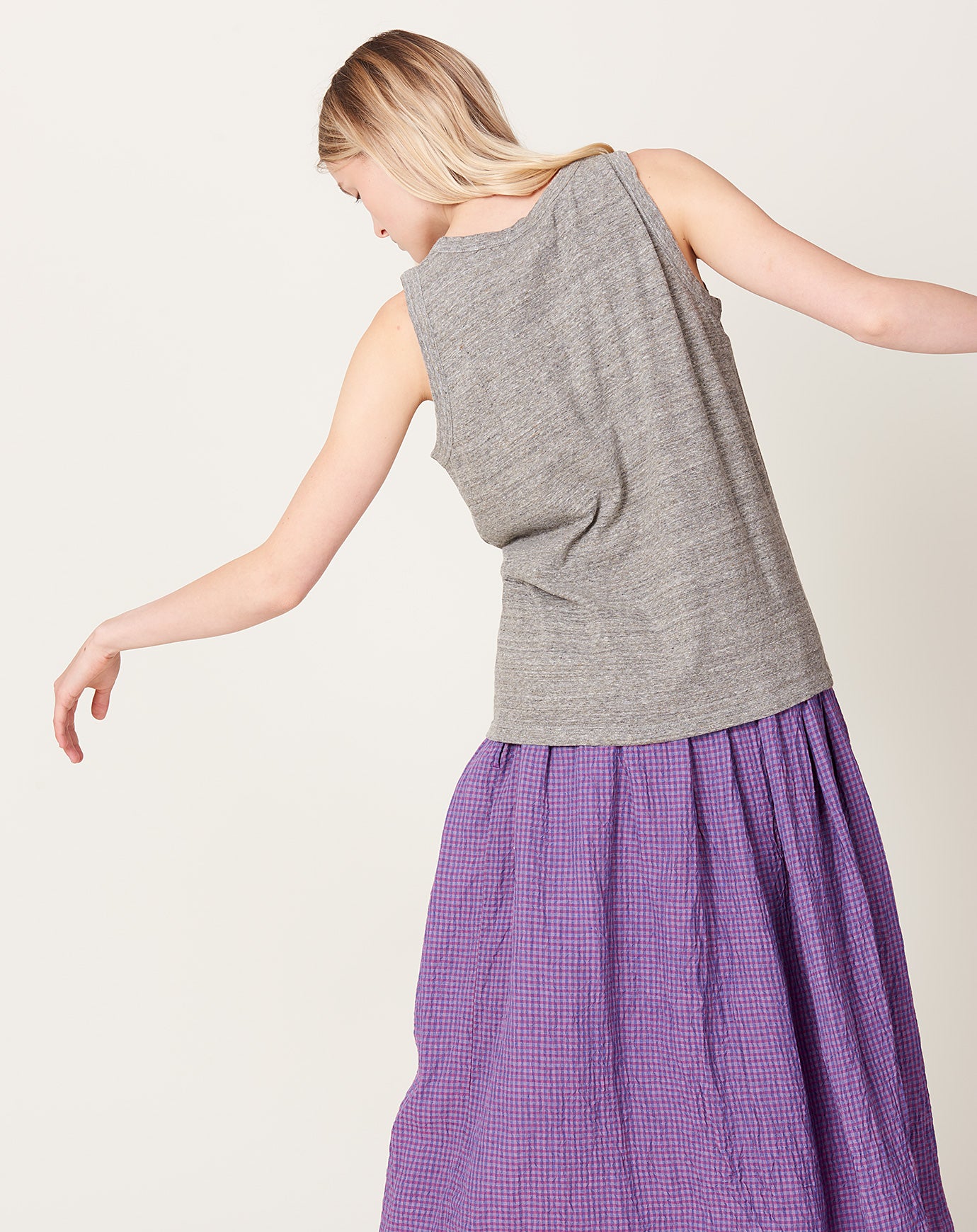 Ichi Antiquités Jersey Tank Top in Grey