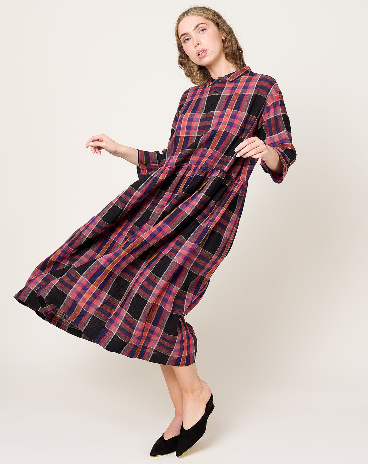 Linen Check Dress in Black | Ichi Antiquits | Covet + Lou Linen Check Dress in Black | Ichi Antiquits | Covet + Lou