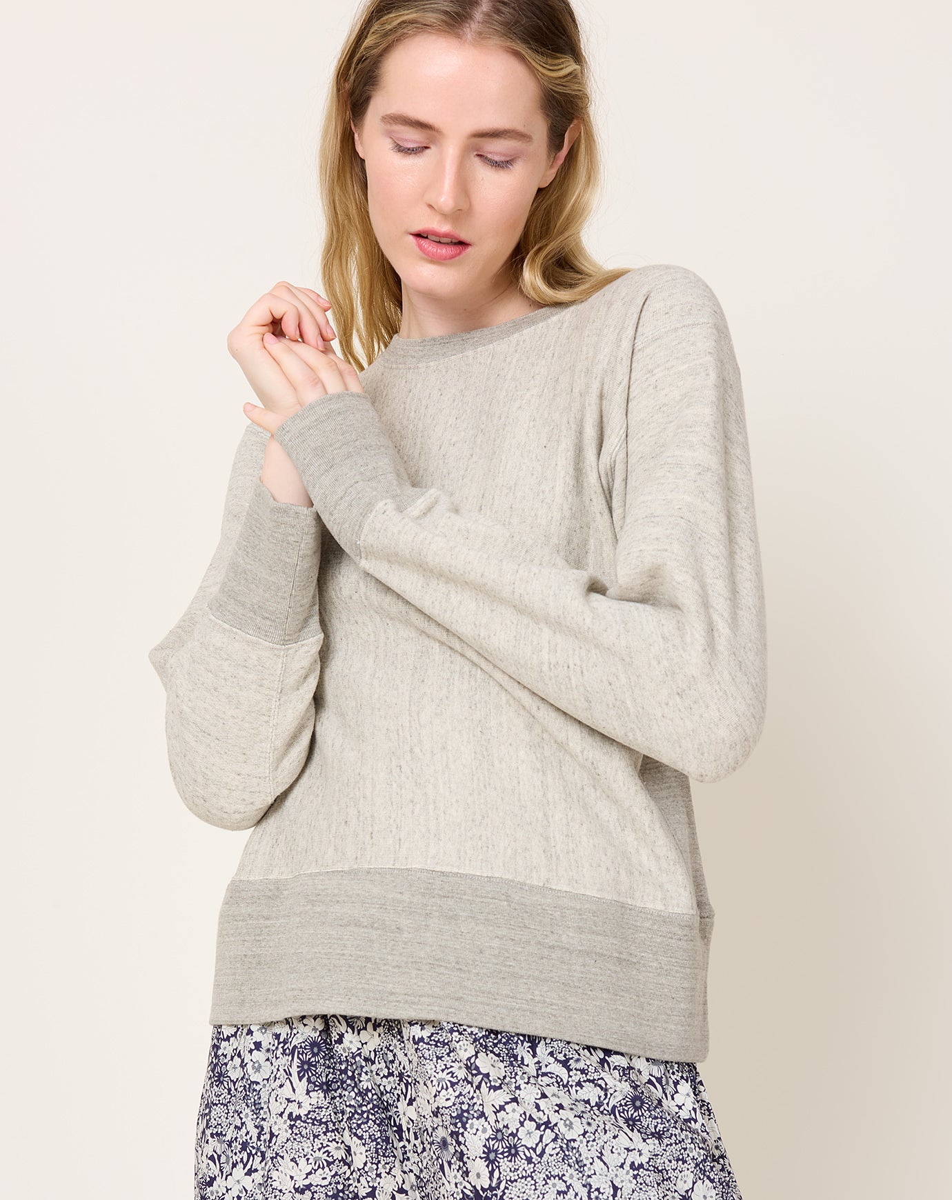 Ichi Antiquités UNDYED French Terry Pullover in Grey