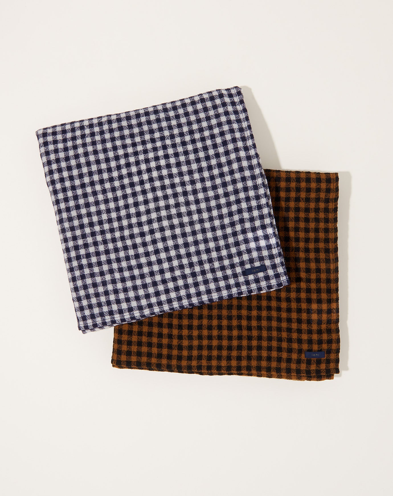 Ichi Check Stole in White and Navy