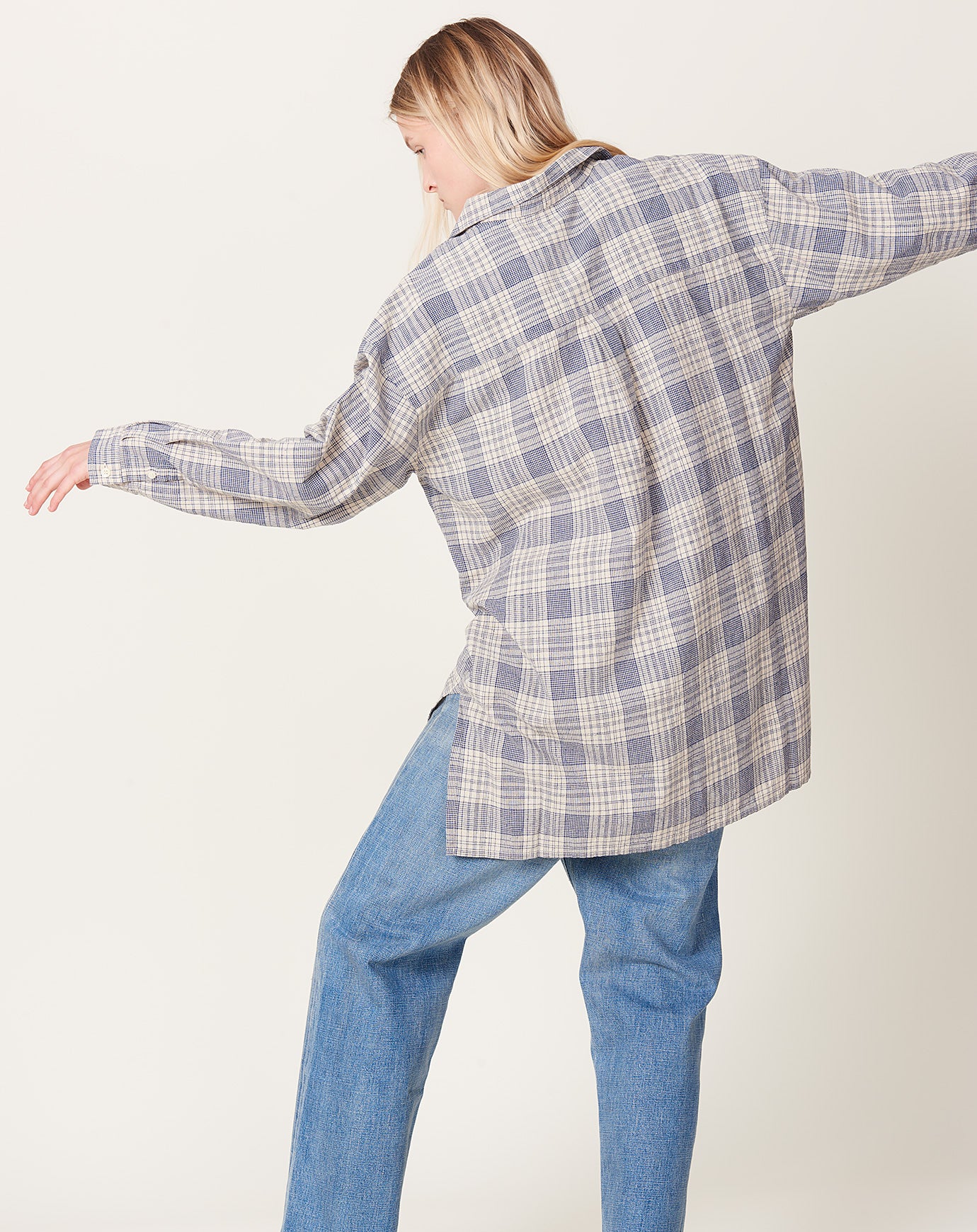 Ichi Nep Check Collared Shirt in Natural