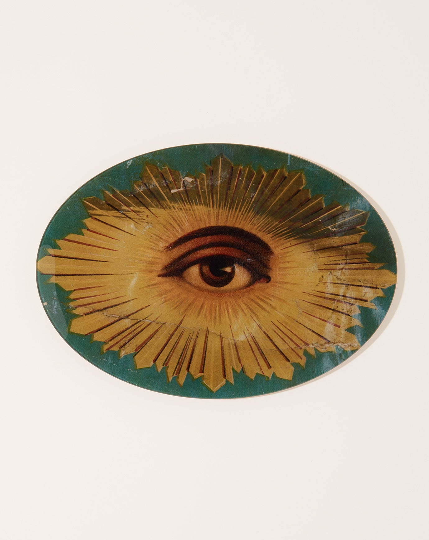 John Derian Iconic Painted Eye Oval Plate
