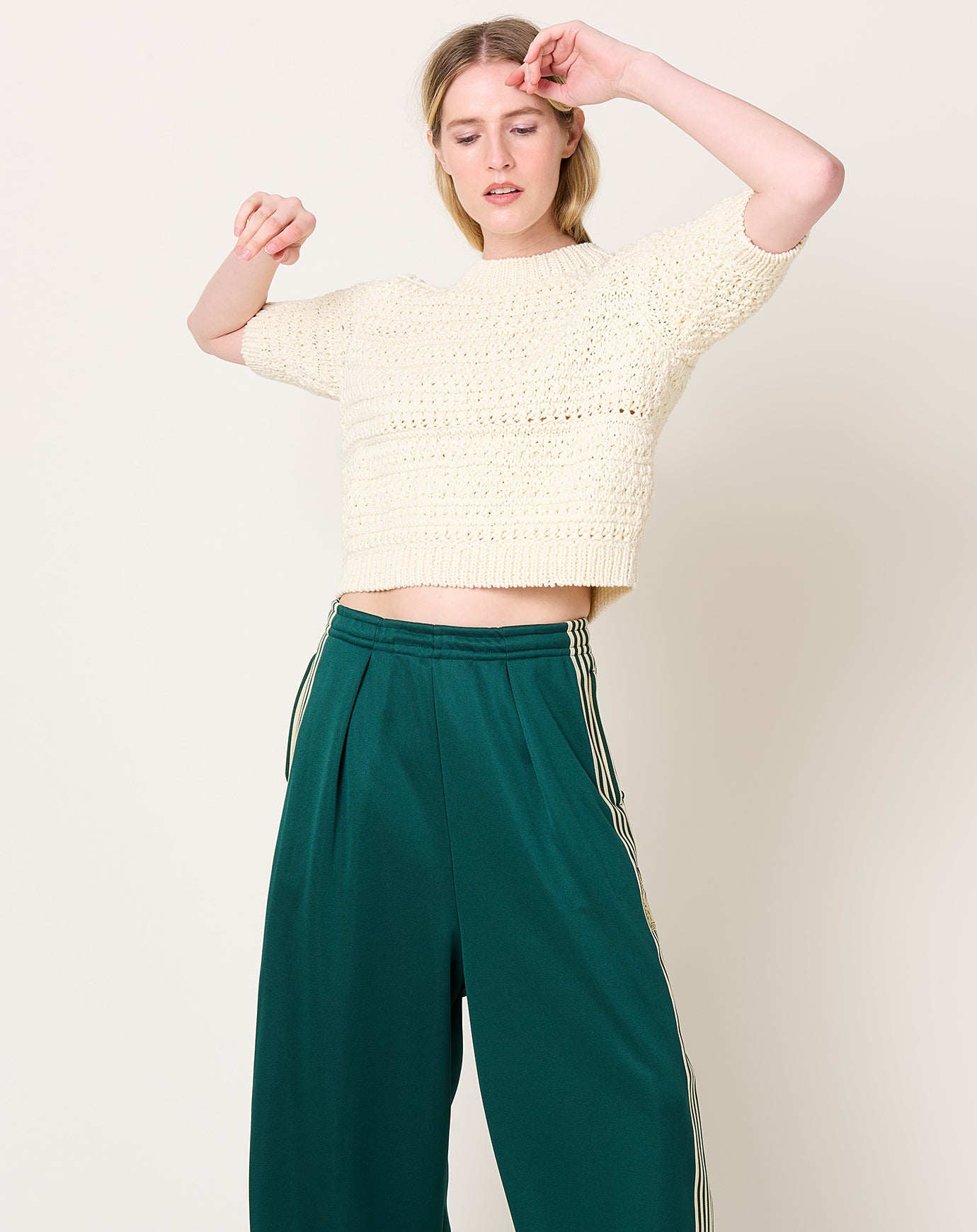 JUD Little Town Short Sleeved Pullover in Ecru