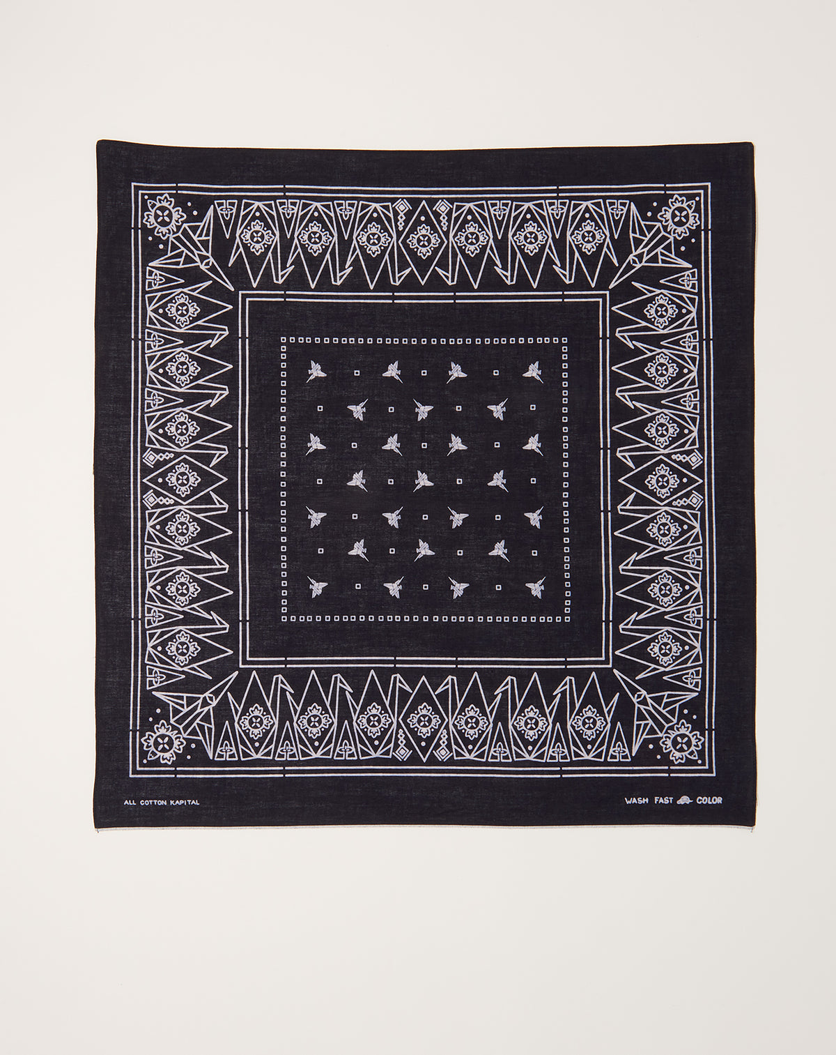 Fastcolor Selvedge Bandanna (ORIGAMI) in Black | Kapital | Covet + 