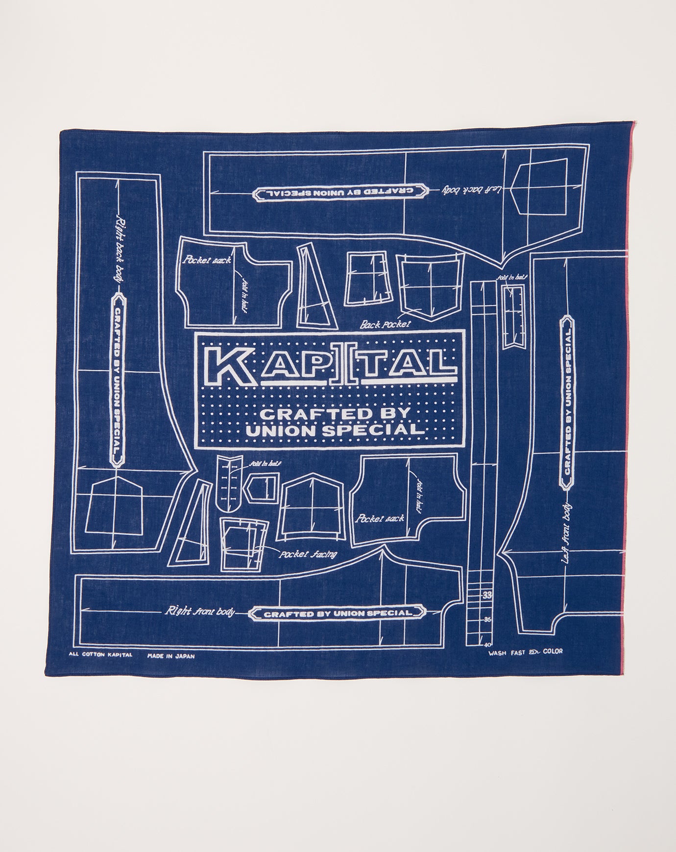 Kapital Fastcolor Selvedge Bandana (BARBIE PATTERN) in Navy