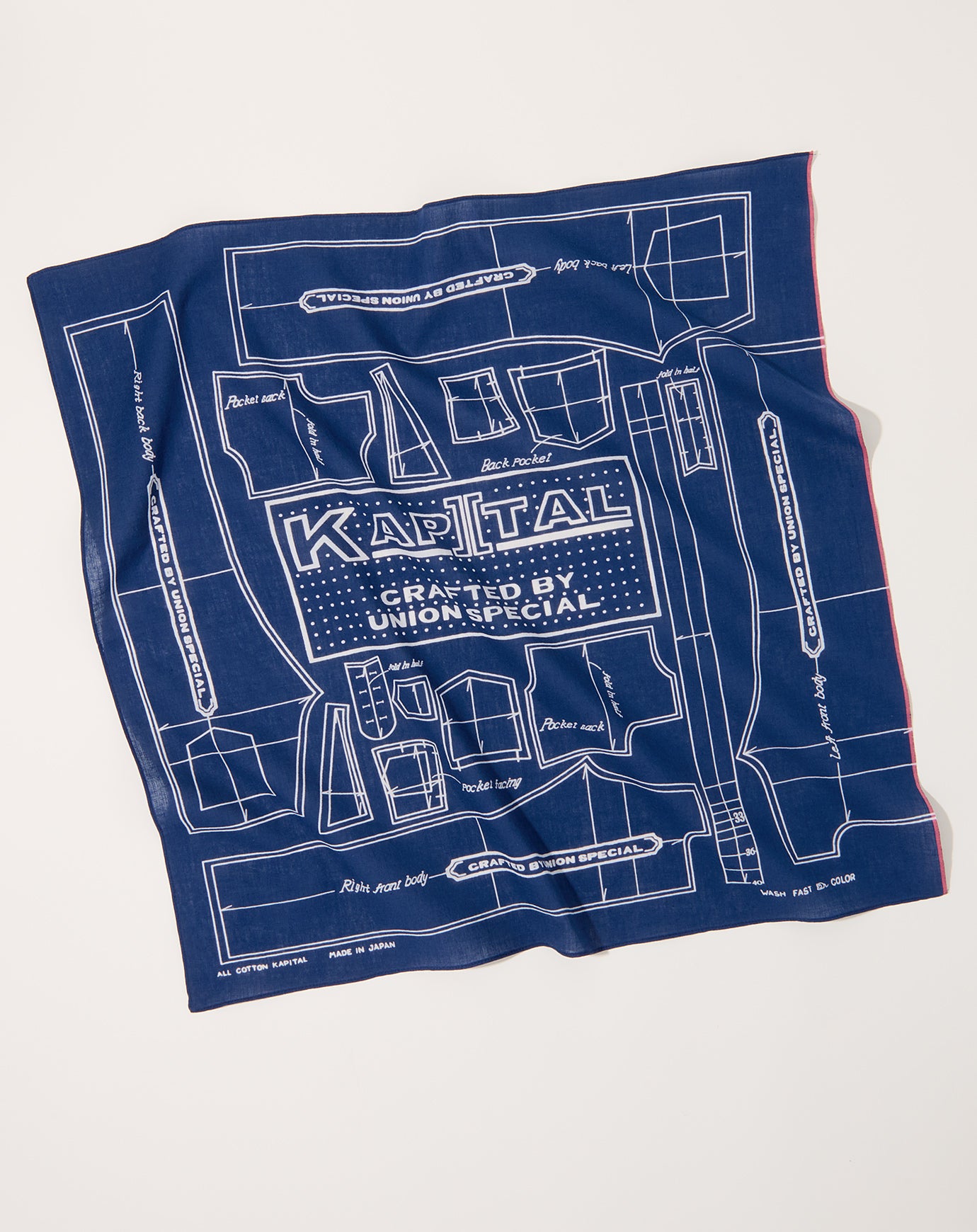 Kapital Fastcolor Selvedge Bandana (BARBIE PATTERN) in Navy