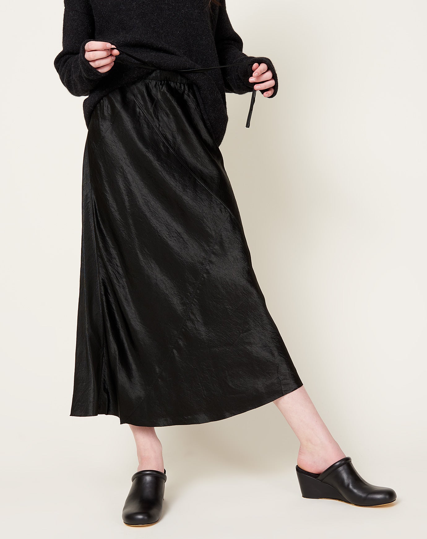Lauren Manoogian Luster Bias Skirt in Black