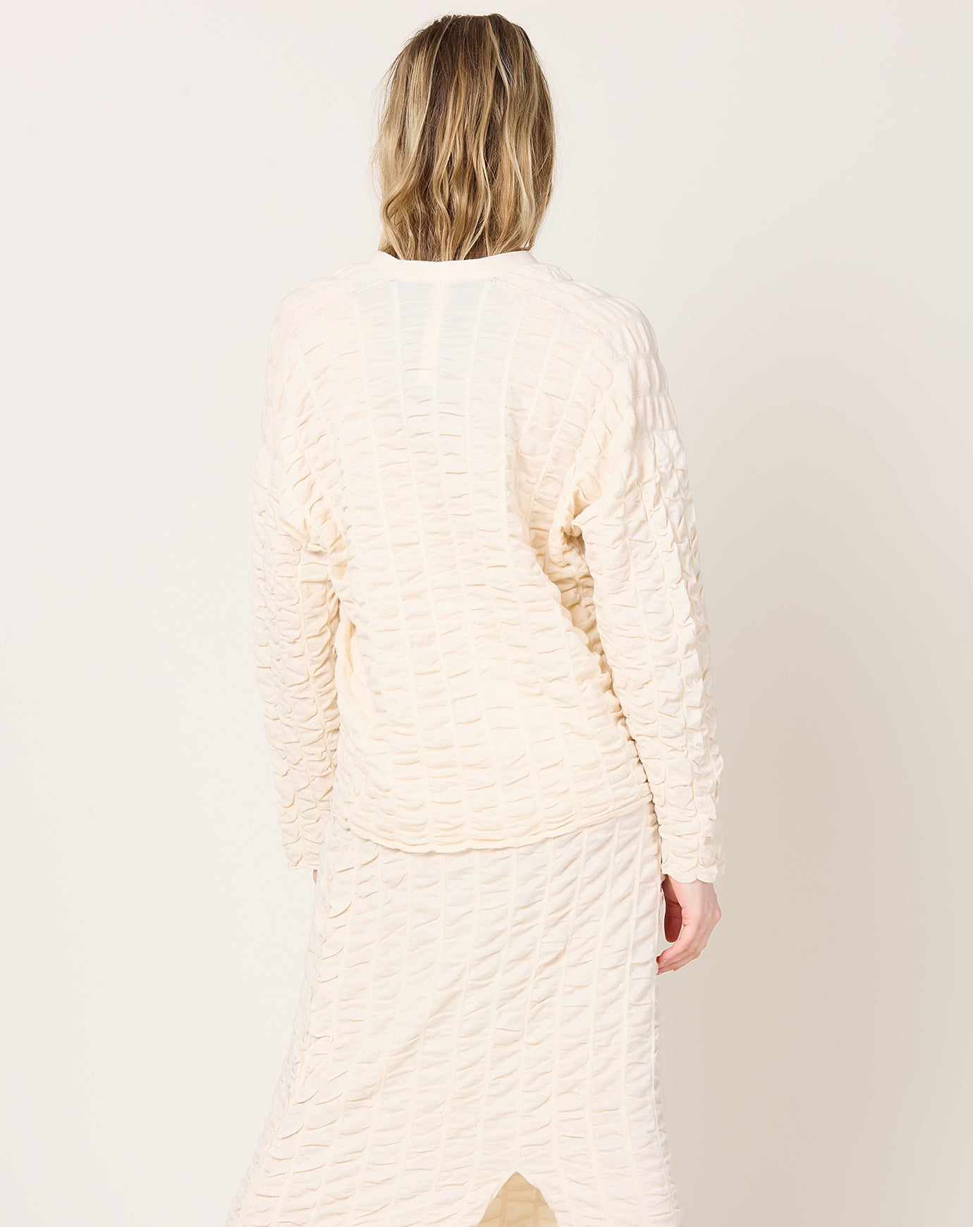 Lauren Manoogian Ruche Cardigan in Creme