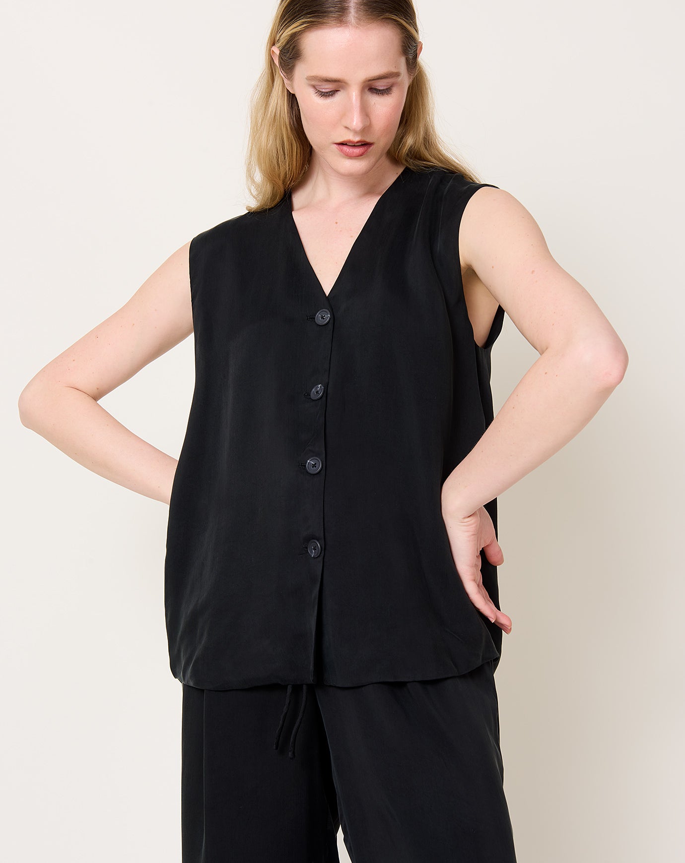Lauren Manoogian Sanded Vest in Black