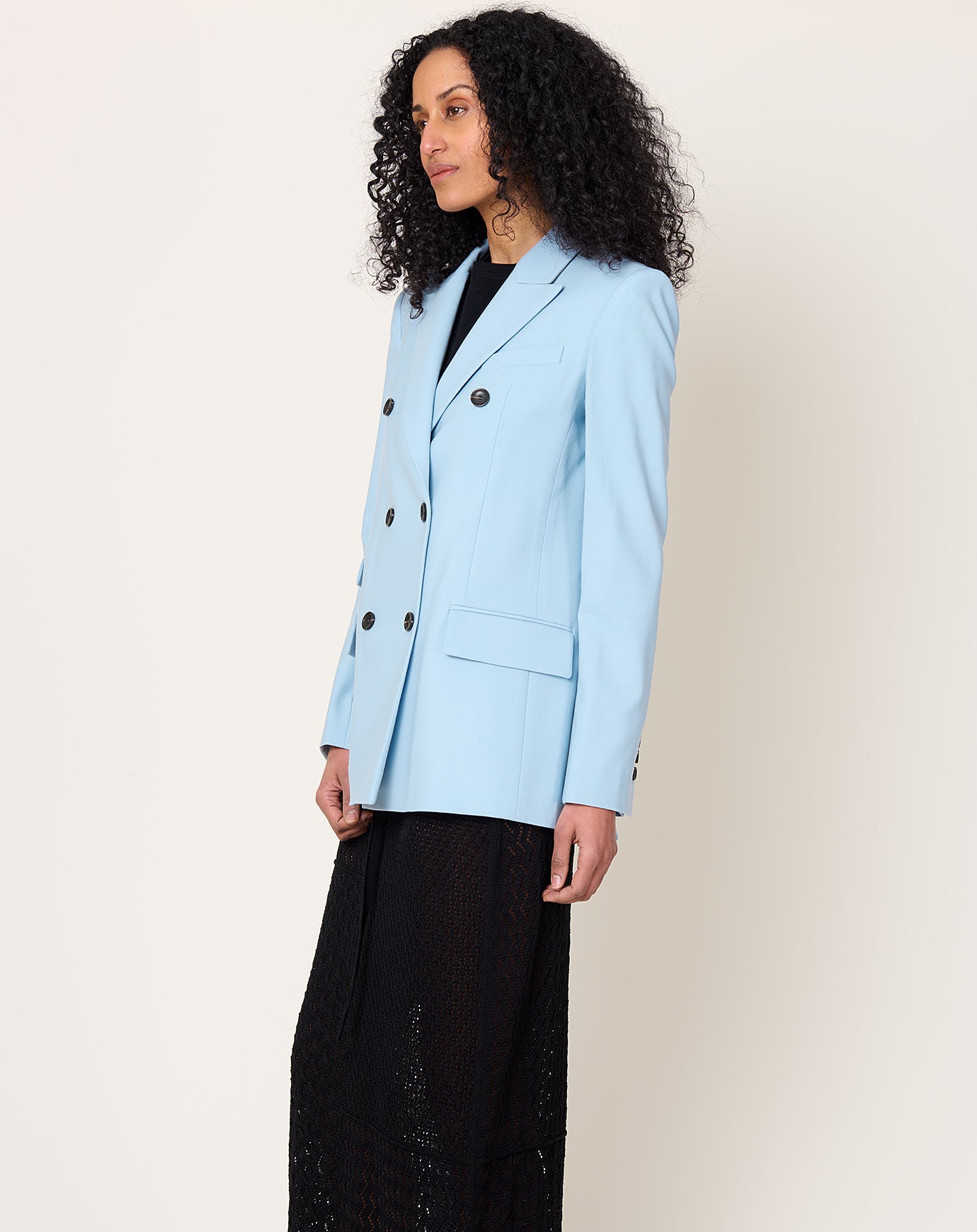 Maria McManus Billet Double Breasted Blazer in Sky Blue