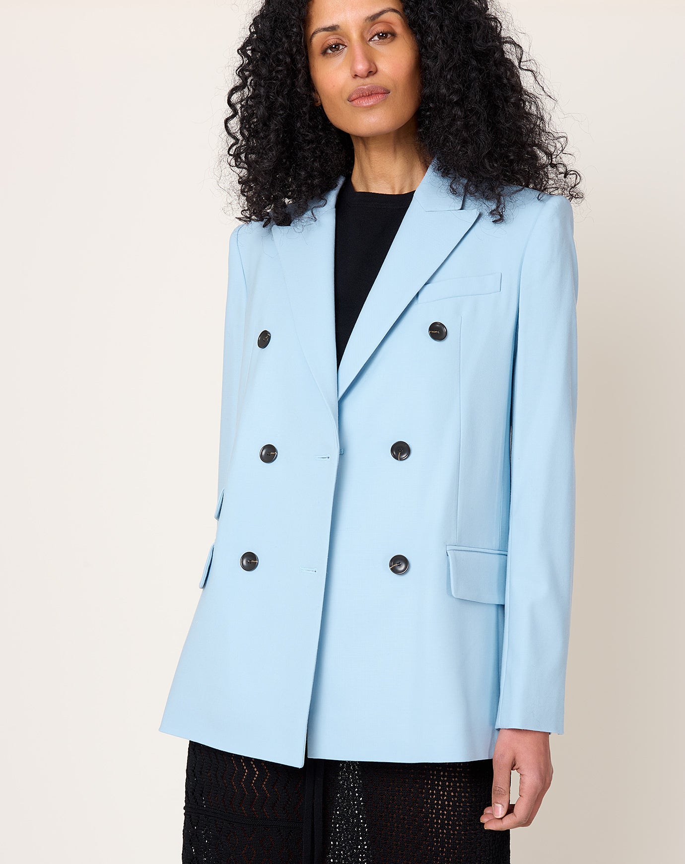 Maria McManus Billet Double Breasted Blazer in Sky Blue