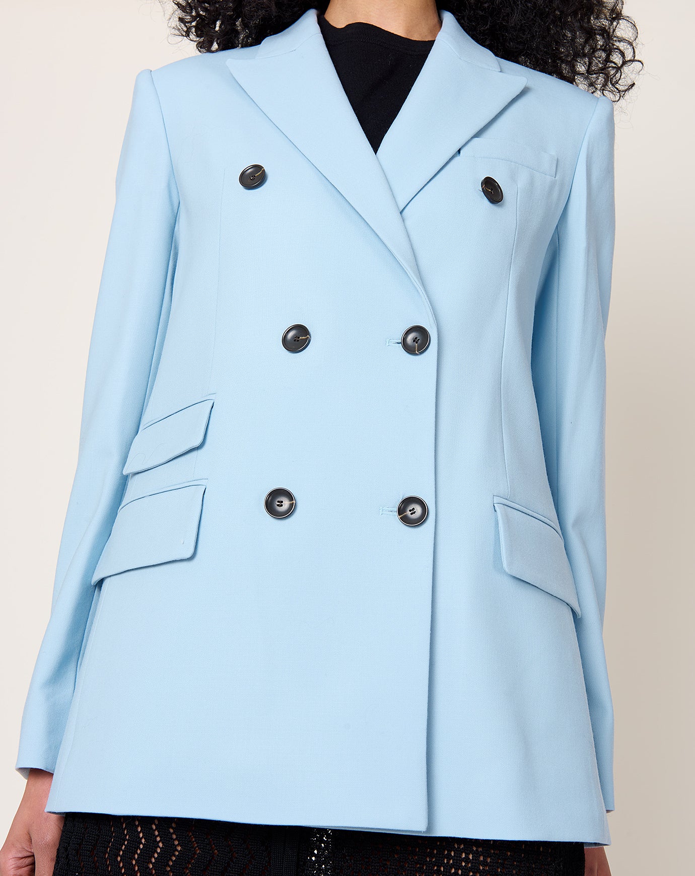 Maria McManus Billet Double Breasted Blazer in Sky Blue