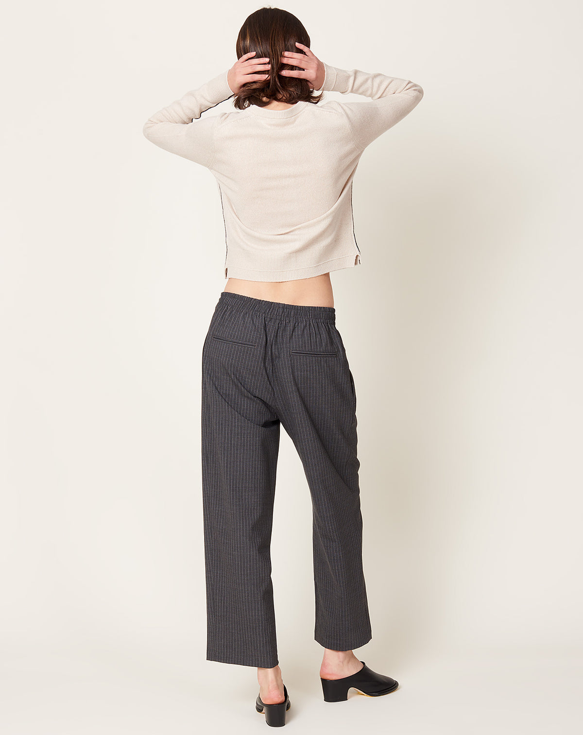ONLY Dames Onlpoptrash-naja Fine Stripe PNT Noos broek, Lichtgrijs gemêleerd /strepen: w. Clouddancer Stripes, (L) W x 30L