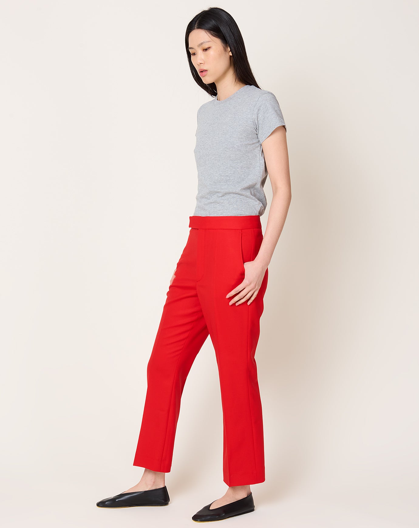 Maria McManus High Waist Crop Trouser in Carmine Red