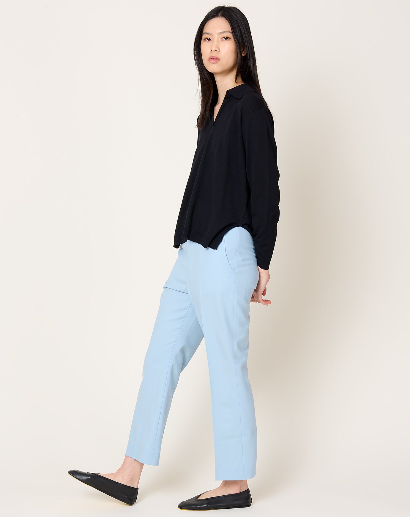 Maria McManus High Waist Crop Trouser in Sky Blue