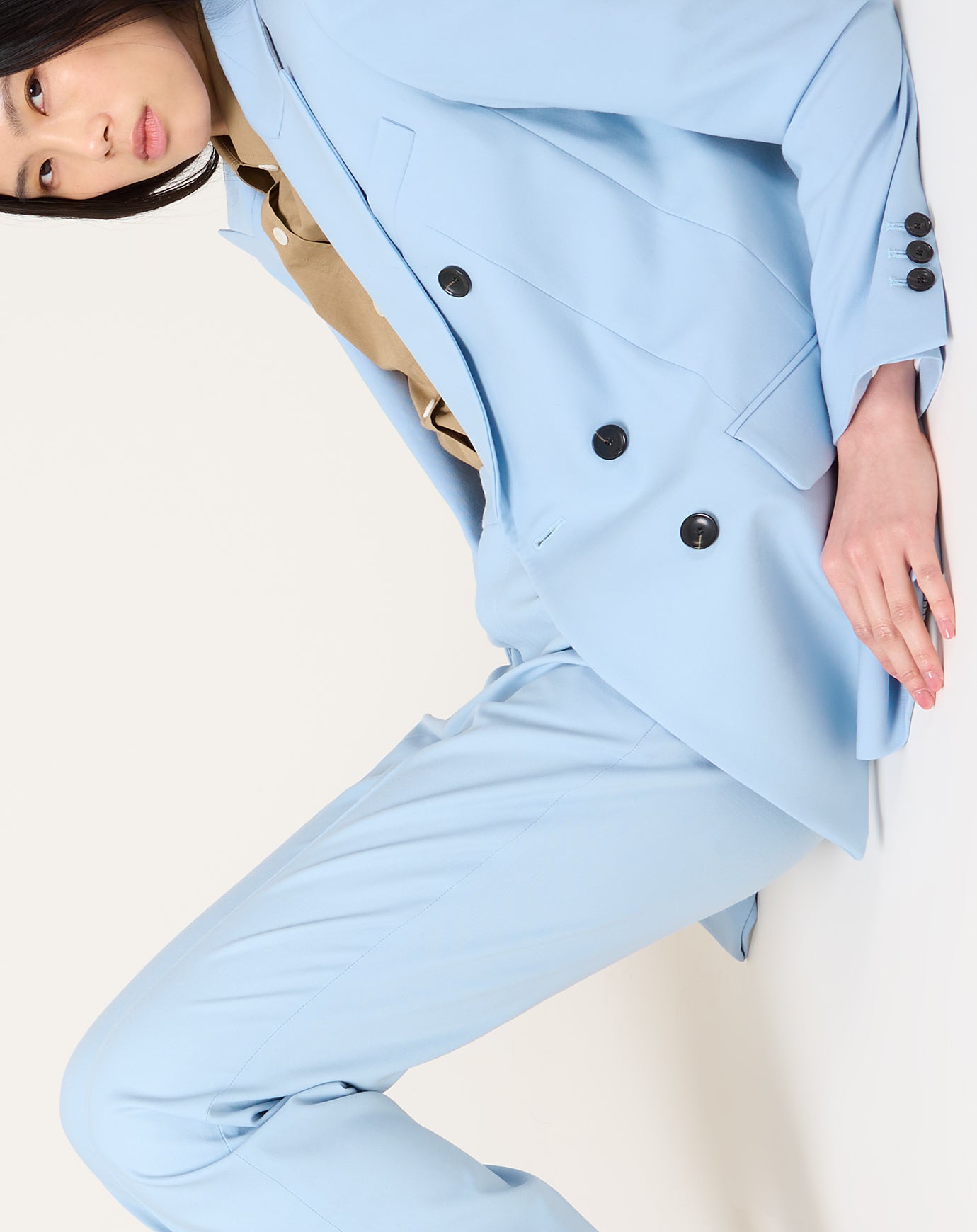 Maria McManus Billet Double Breasted Blazer in Sky Blue