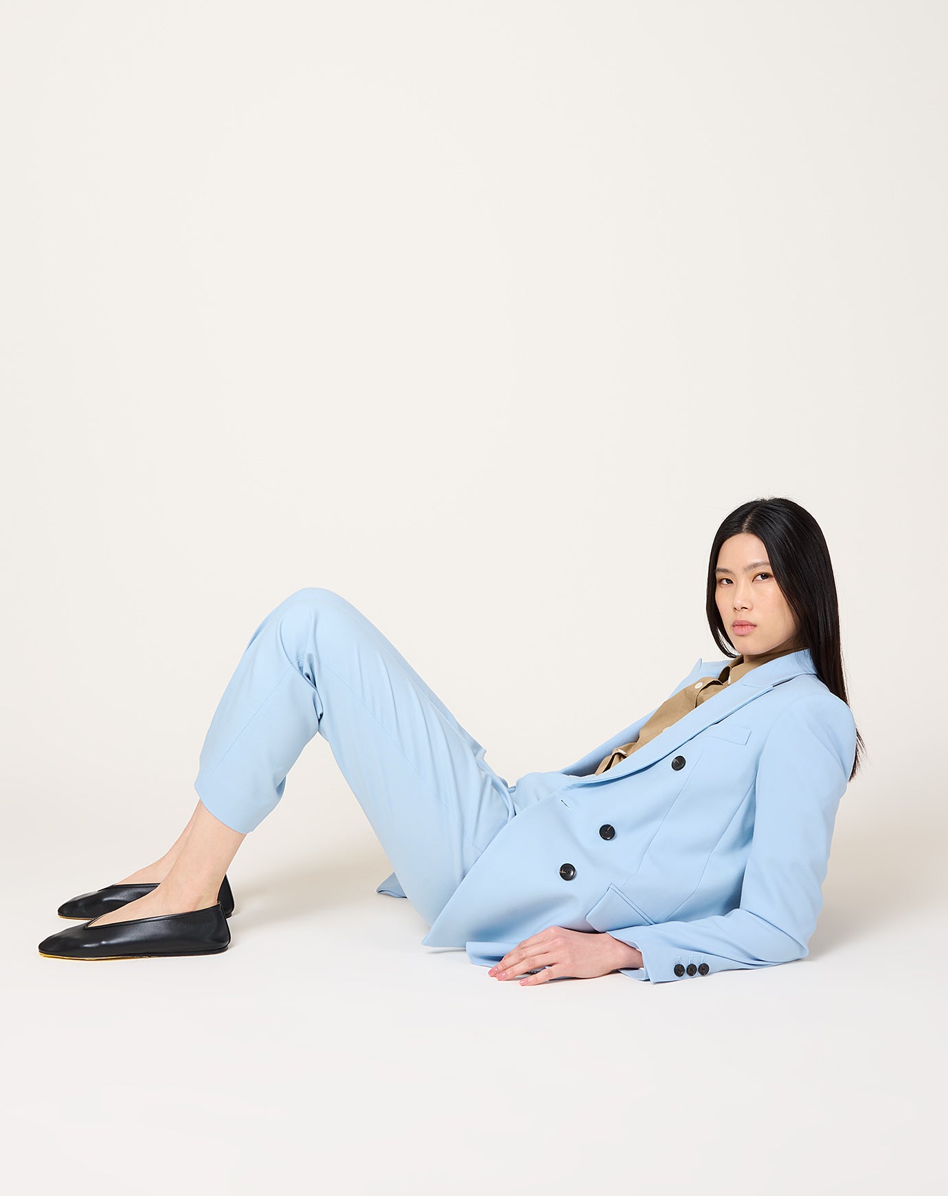 Maria McManus Billet Double Breasted Blazer in Sky Blue