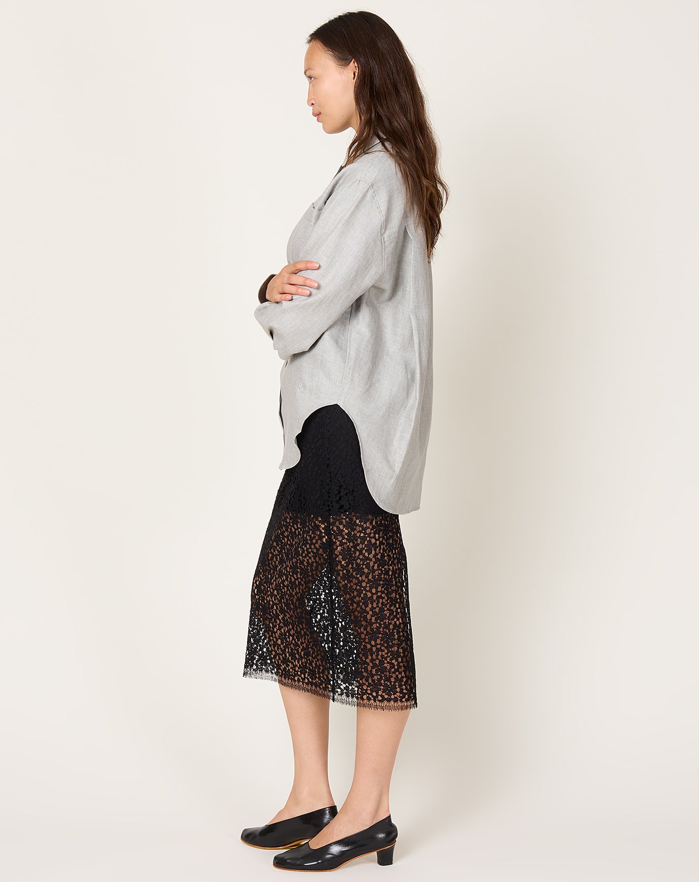 Maria McManus Oversized Tunic Shirt in Grey Chambray