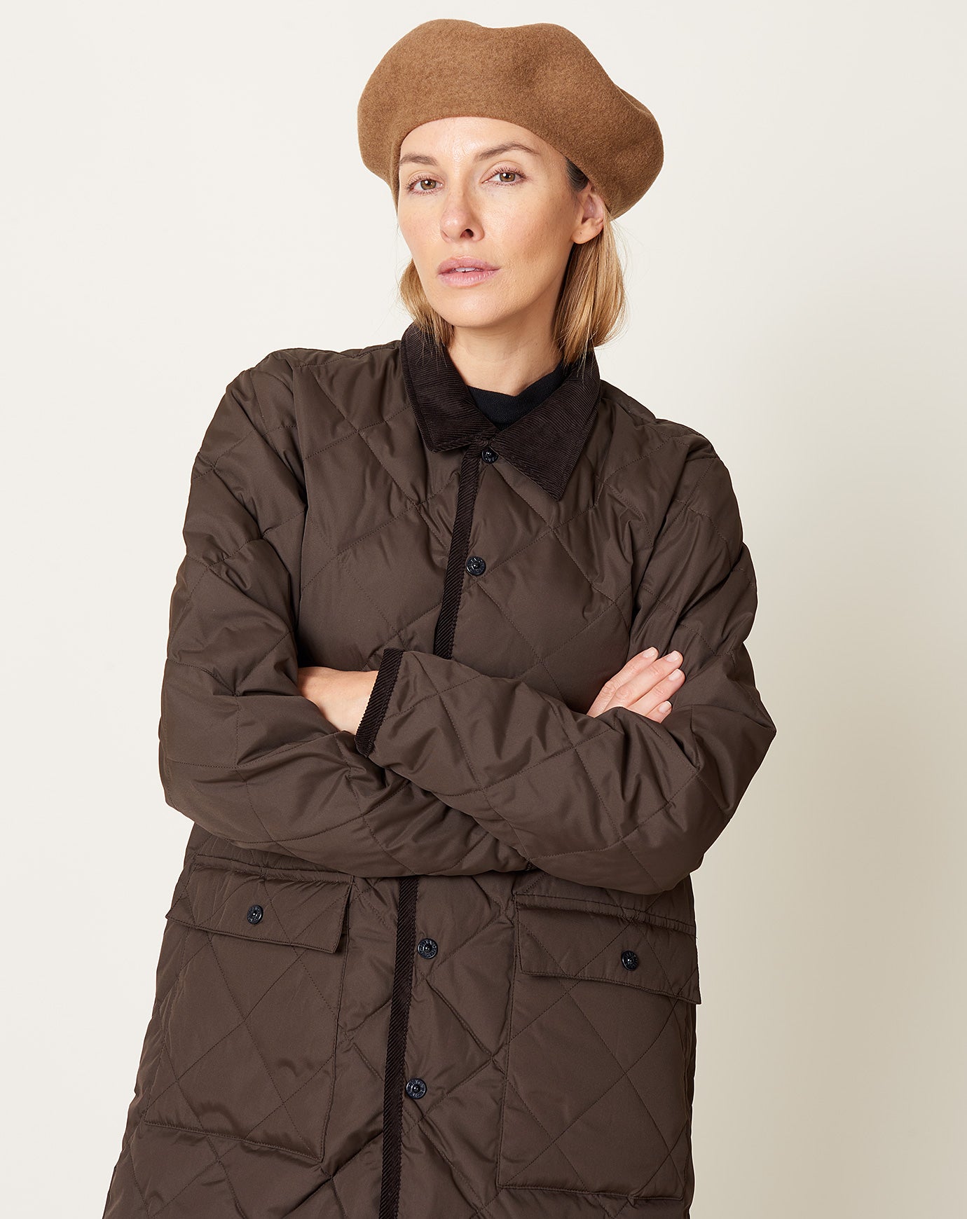 Mature Ha Big Gather Top Beret in Mocha