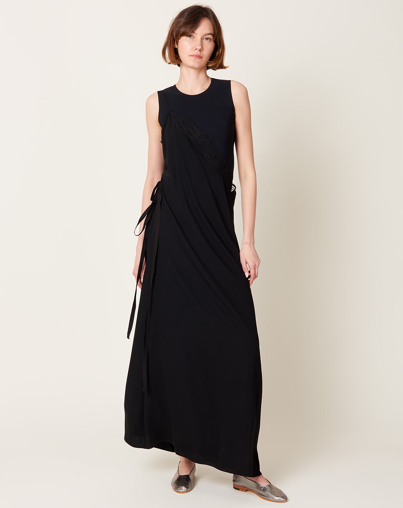 MM6 Asymmetric Slip Maxi Dress in Black