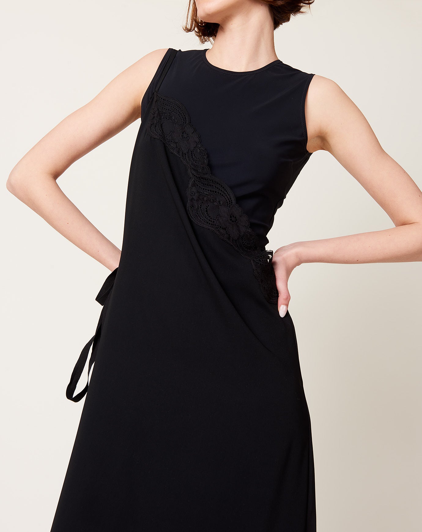 MM6 Asymmetric Slip Maxi Dress in Black