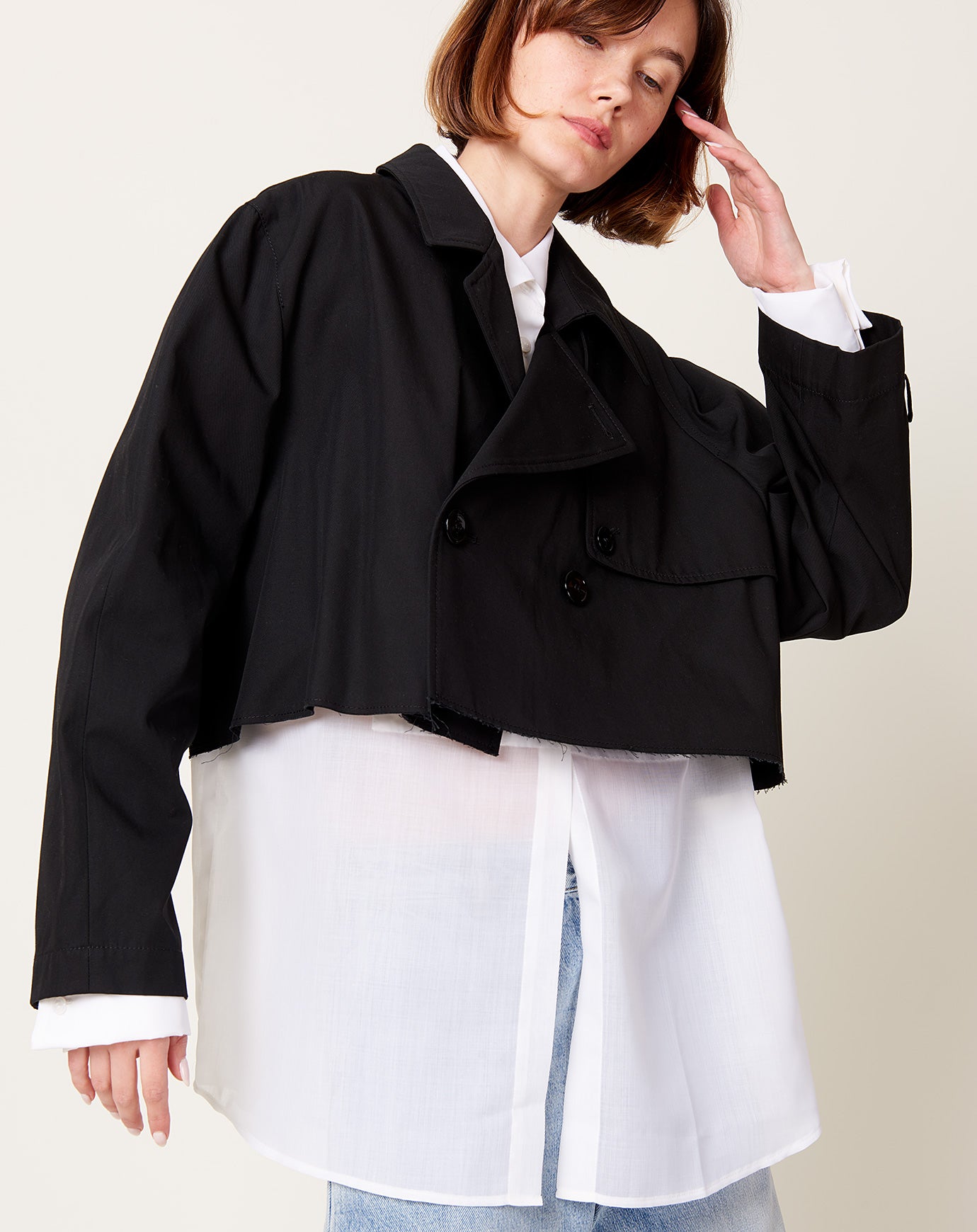 MM6 Cropped Trench Jacket in Black