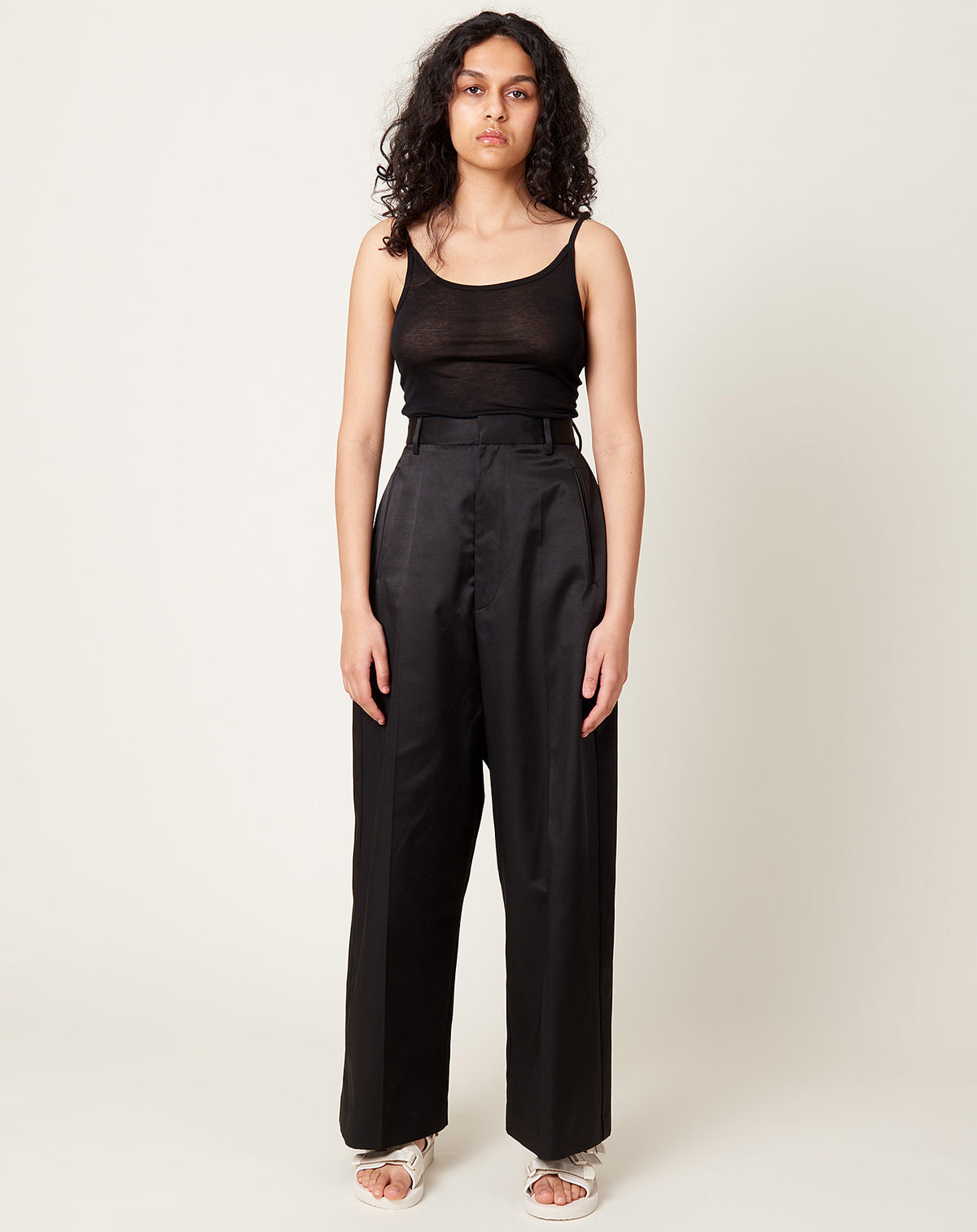 High Waisted Wide Leg Trousers in Black | MM6 | Covet + Lou 