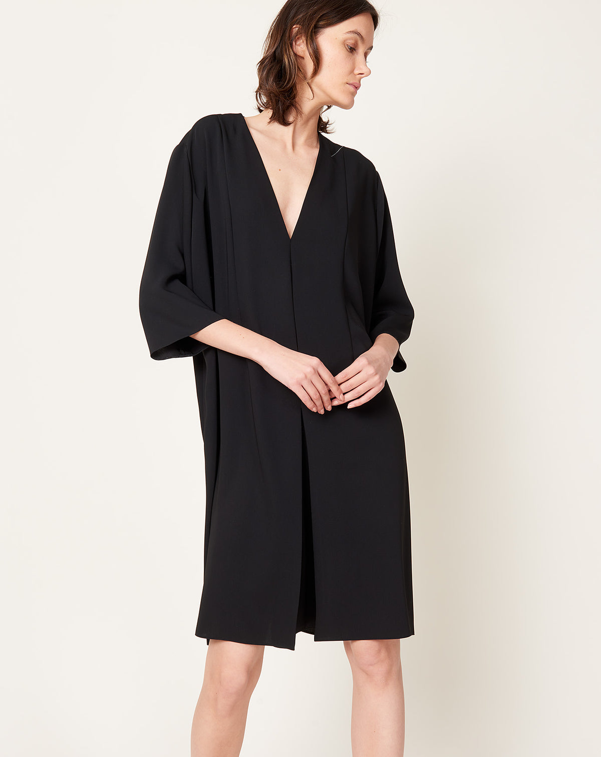 loose midi dress with sleeves Loose Fit Midi Dress in Black | MM6 | Covet + Lou