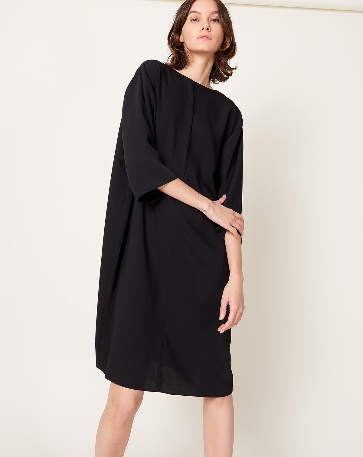 Loose Fit Midi Dress in Black Loose Fit Midi Dress in Black