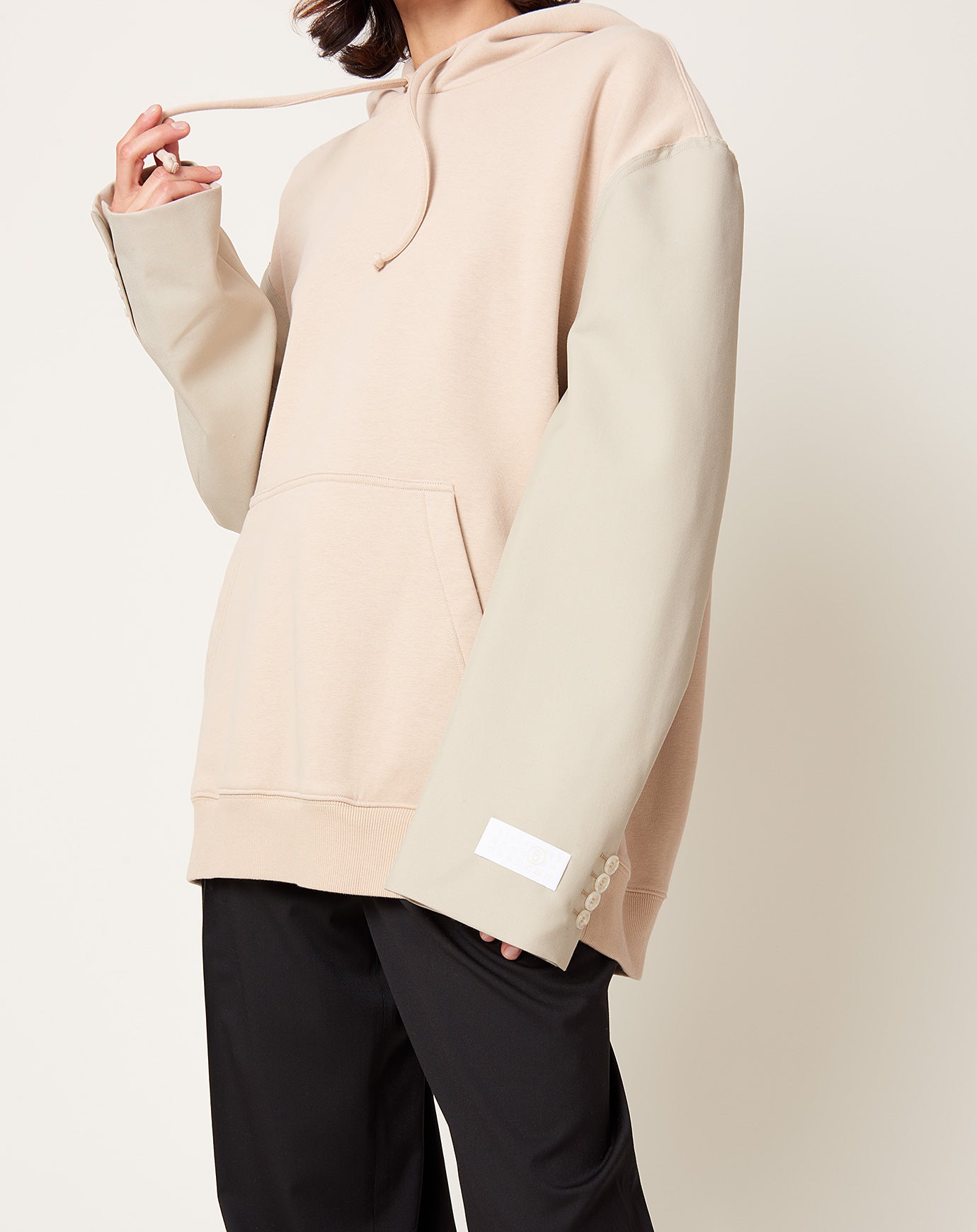 MM6 Sweatshirt with Suit Sleeves in Beige and Stone