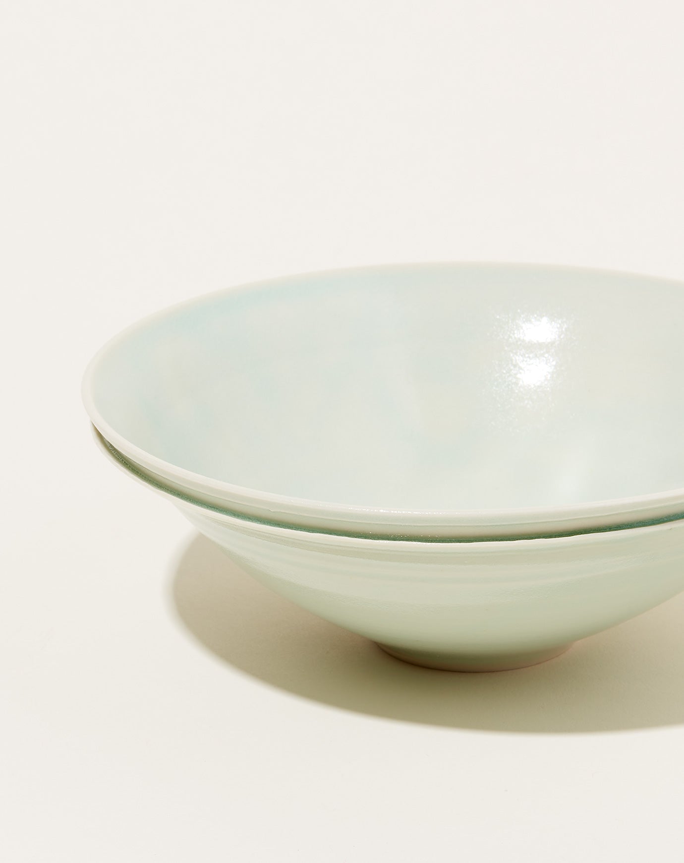 Monohanako Medium Large Double Lip Bowl in Celedon