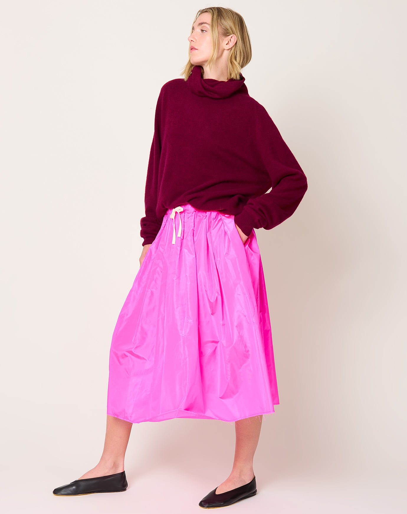 NITTO Gelsa Skirt in Fuchsia Silk Taffeta