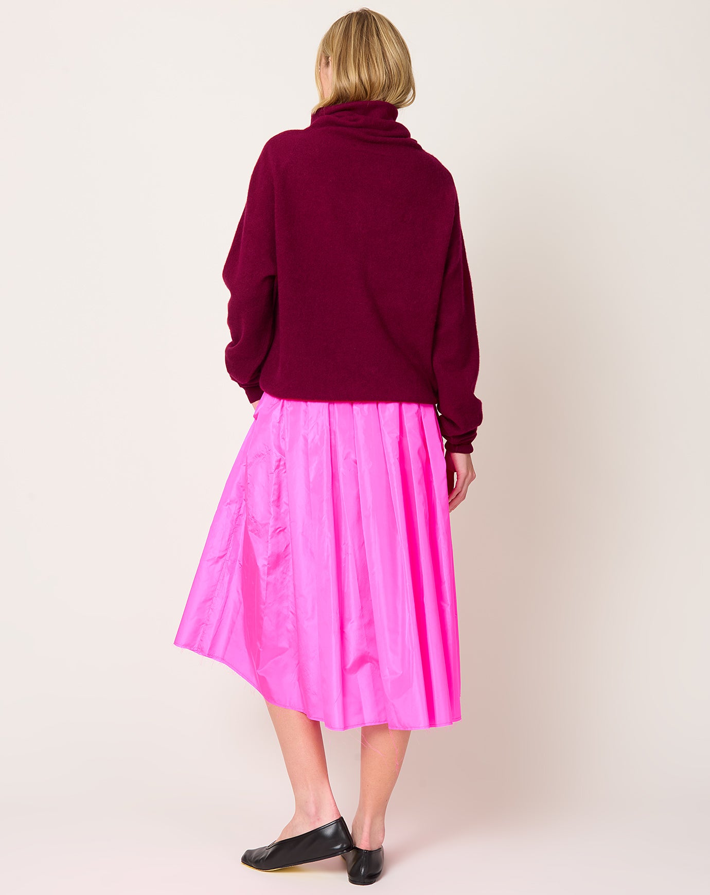 NITTO Gelsa Skirt in Fuchsia Silk Taffeta