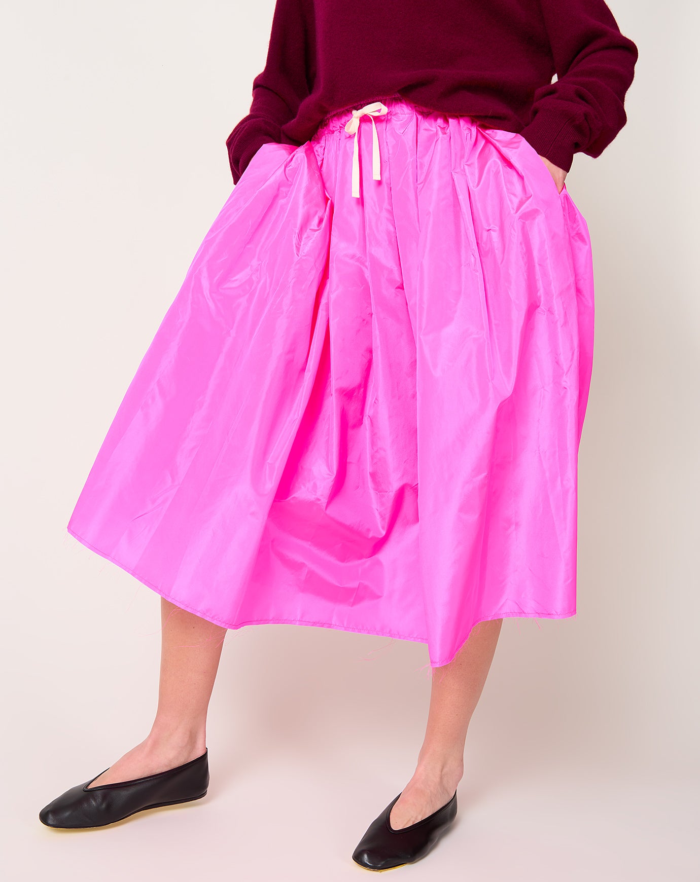 NITTO Gelsa Skirt in Fuchsia Silk Taffeta